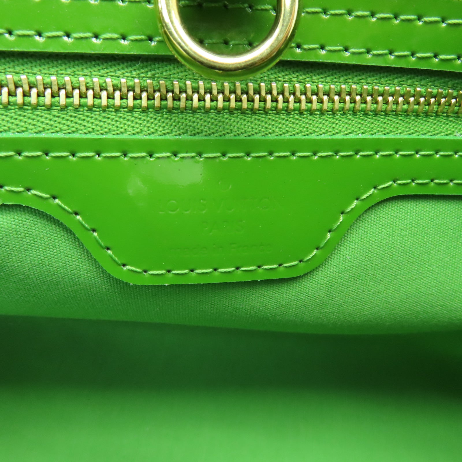 LOUIS VUITTON Monogram Vernis Wilshire PM金扣手挽袋綠色