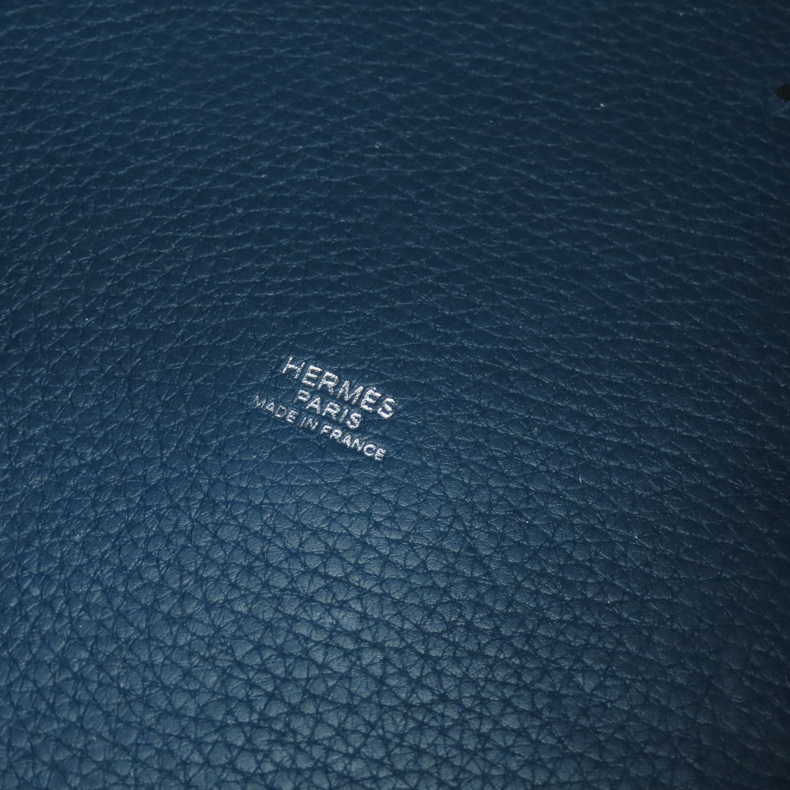 HERMES Clemence皮革Picotin GM银扣手挽袋Colvert/蓝色