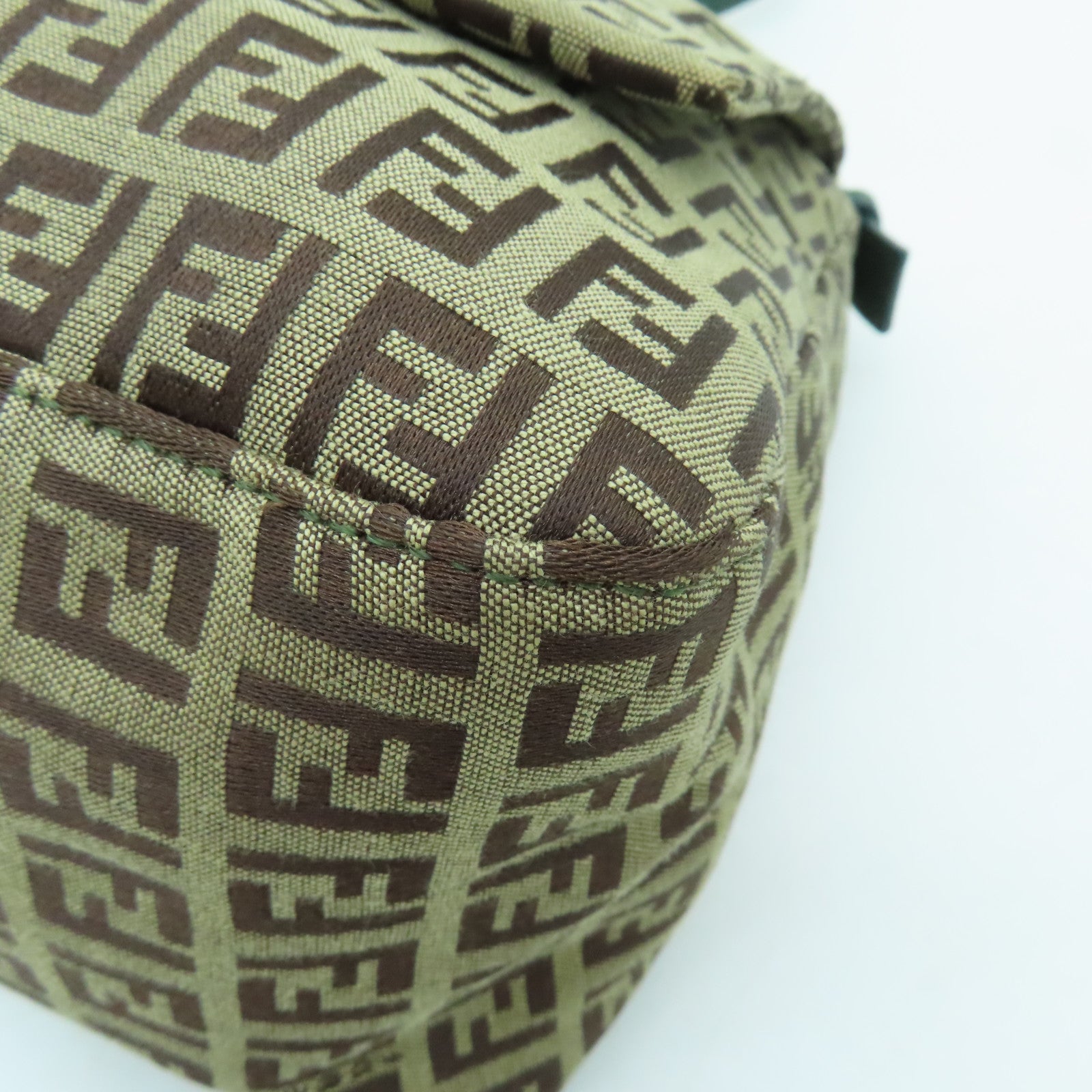 FENDI 帆布Shoulder Bag金扣肩背袋棕色/綠色