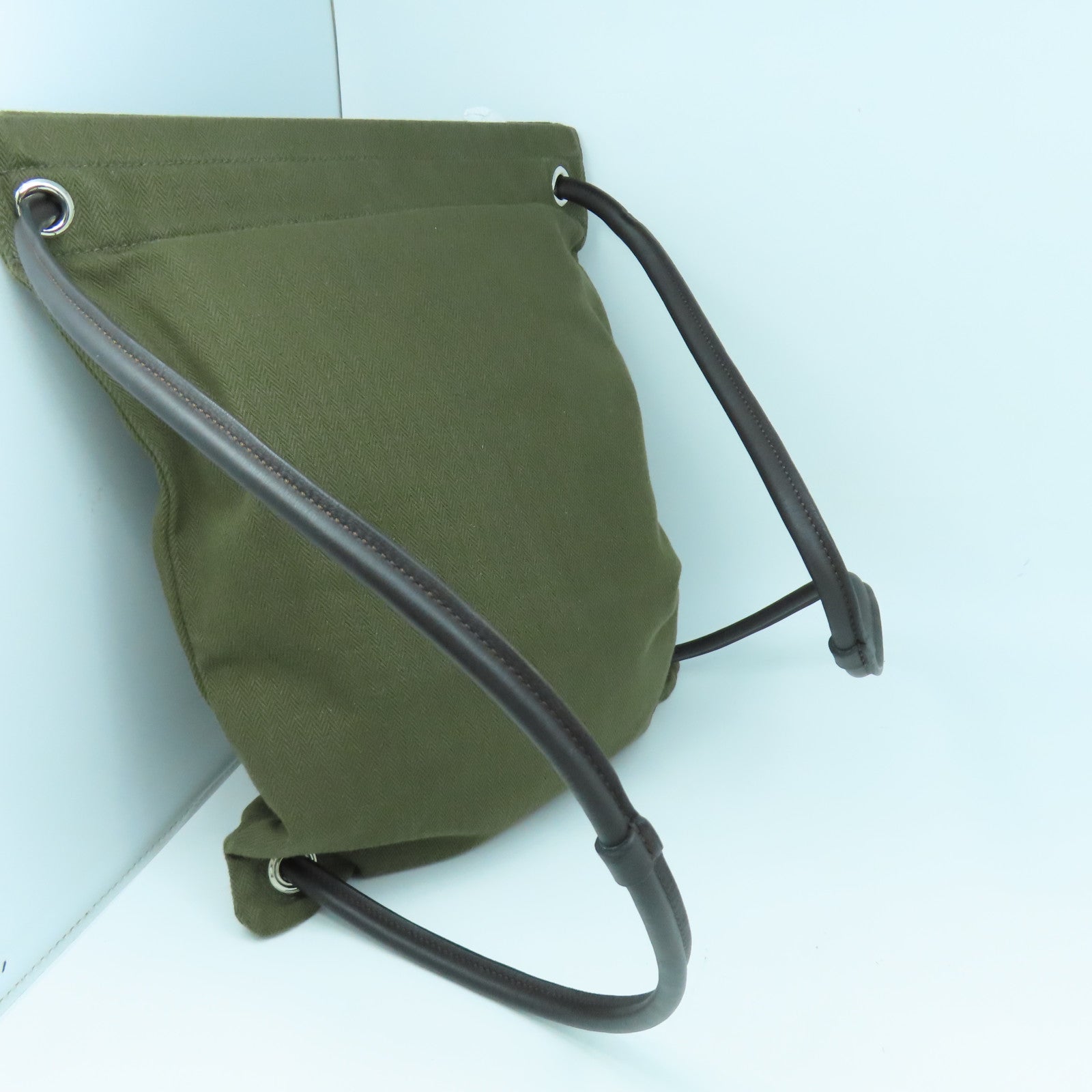 HERMES 帆布Aline Backpck銀扣背包綠色
