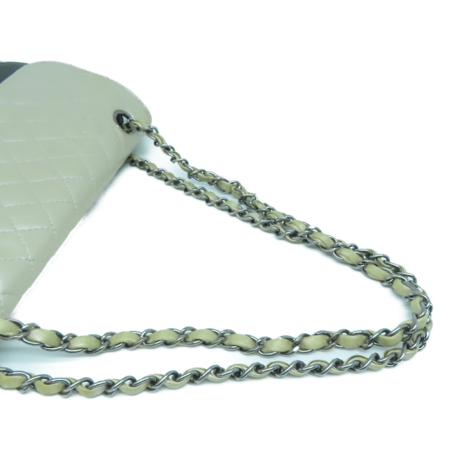 CHANEL 牛皮皮革Chain Shoulder銀扣肩背袋啡色/銀色