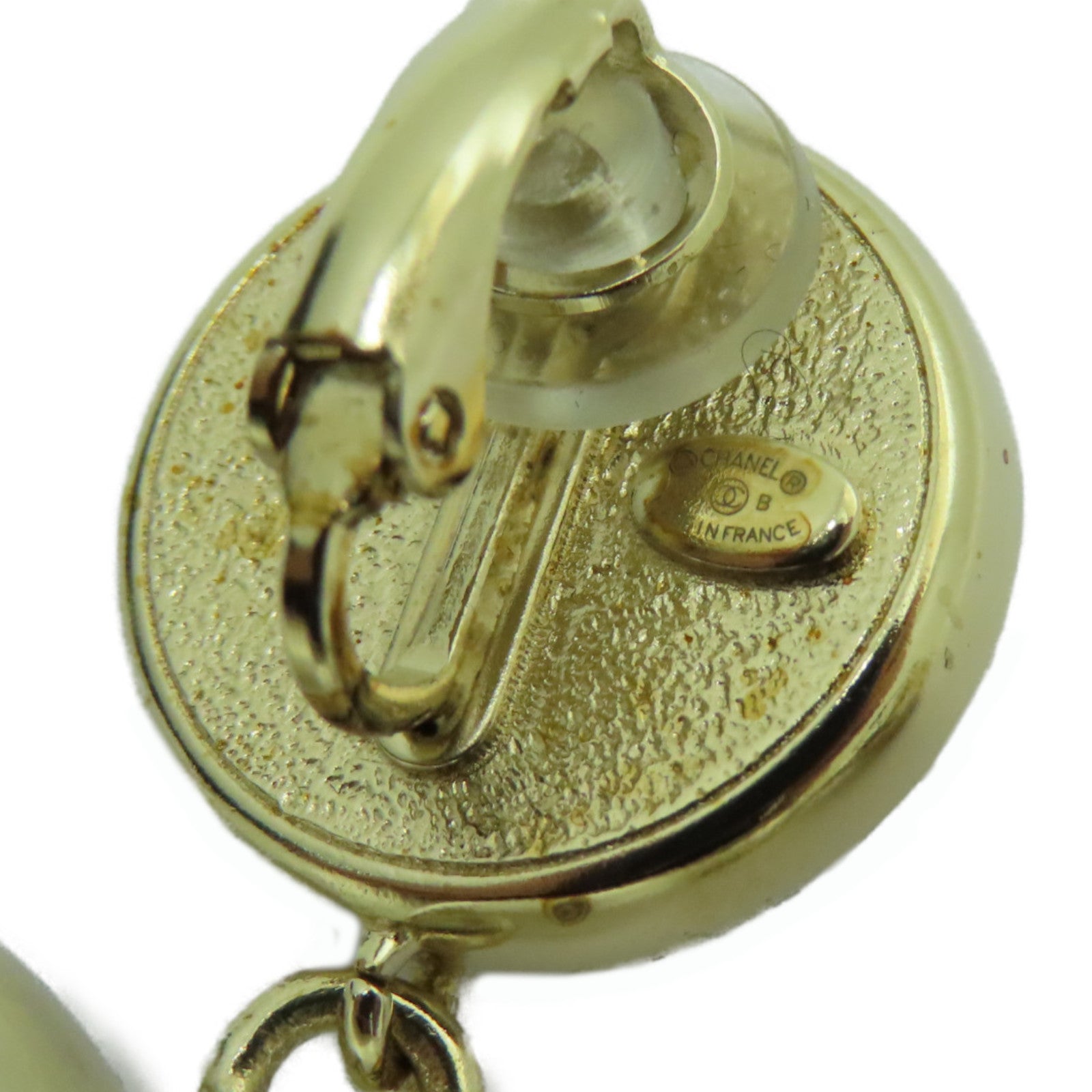 CHANEL 金屬Heart Earrings耳夾耳環粉紅色/珍珠白色