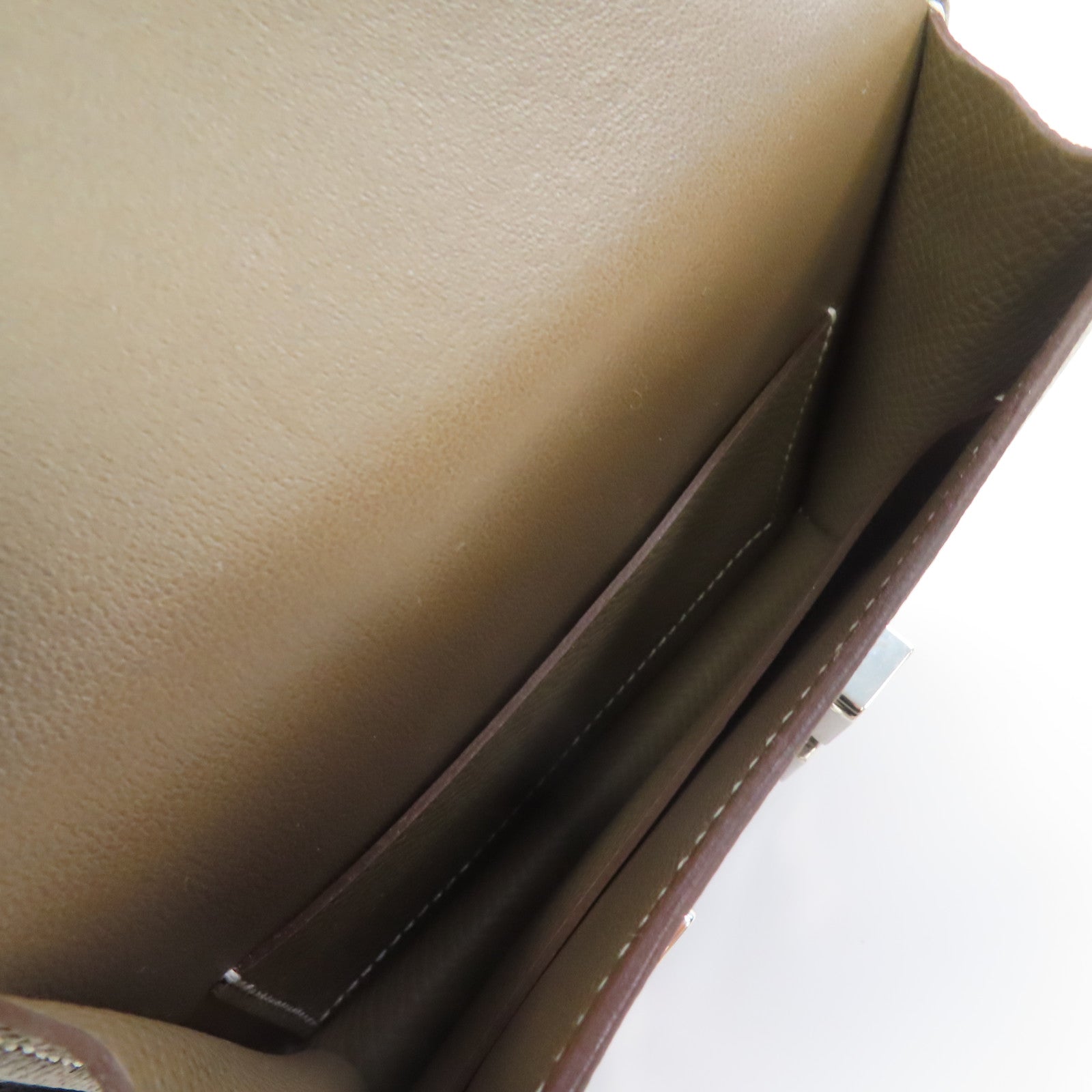 HERMES Epsom皮革Constance Slim Wallet銀扣短錢包啡色