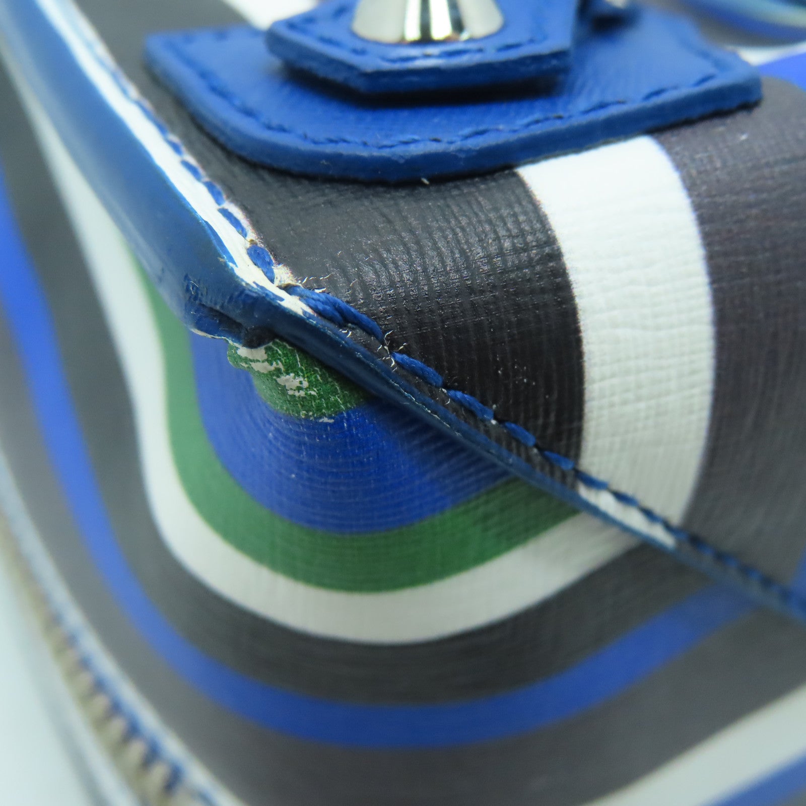BALENCIAGA 【激减优惠】牛皮皮革Multicolor Stripe Leather Papier A6 Tote手挽肩背两用袋蓝色