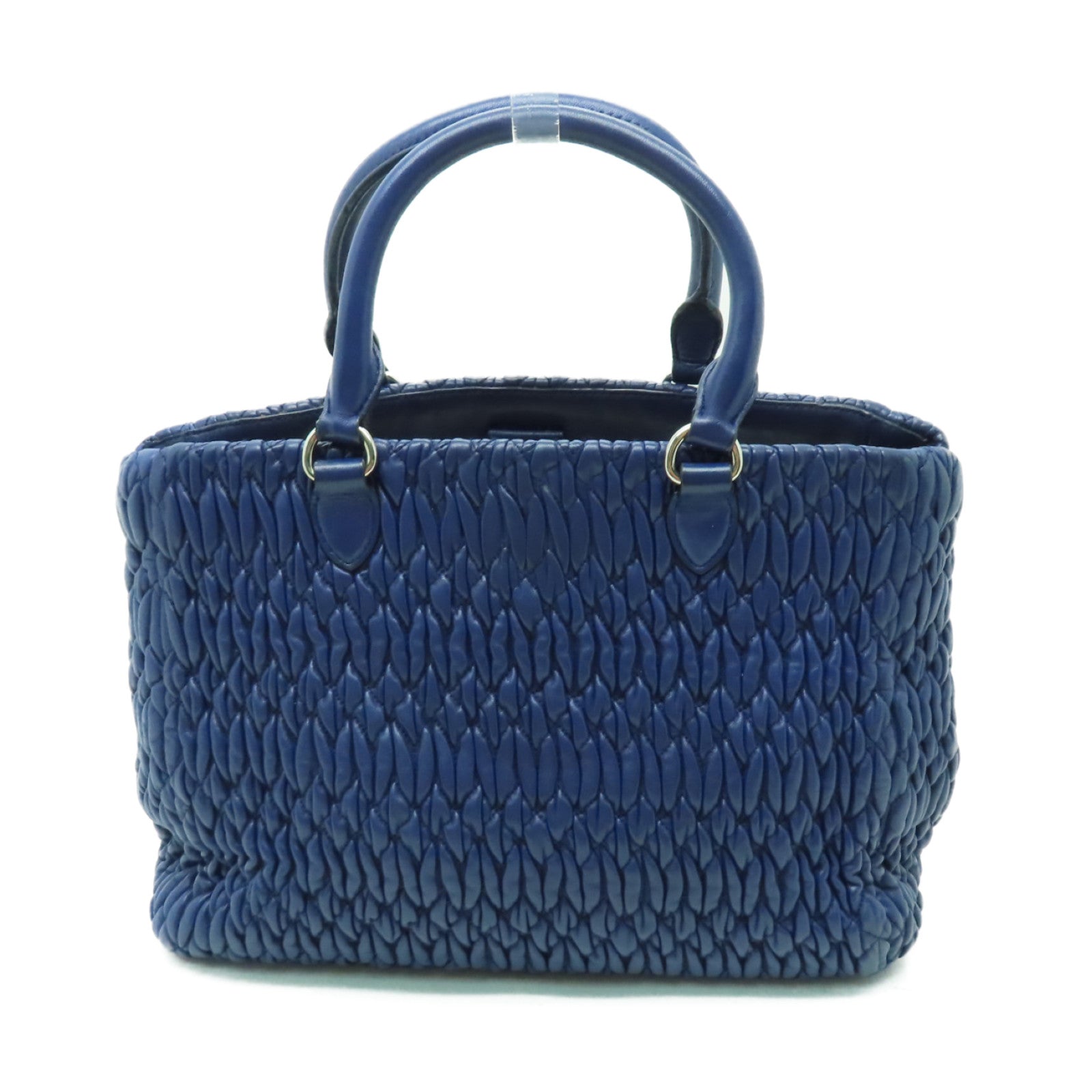 Miu Miu 牛皮皮革2 Way Shoulder銀扣手挽肩背兩用袋藍色
