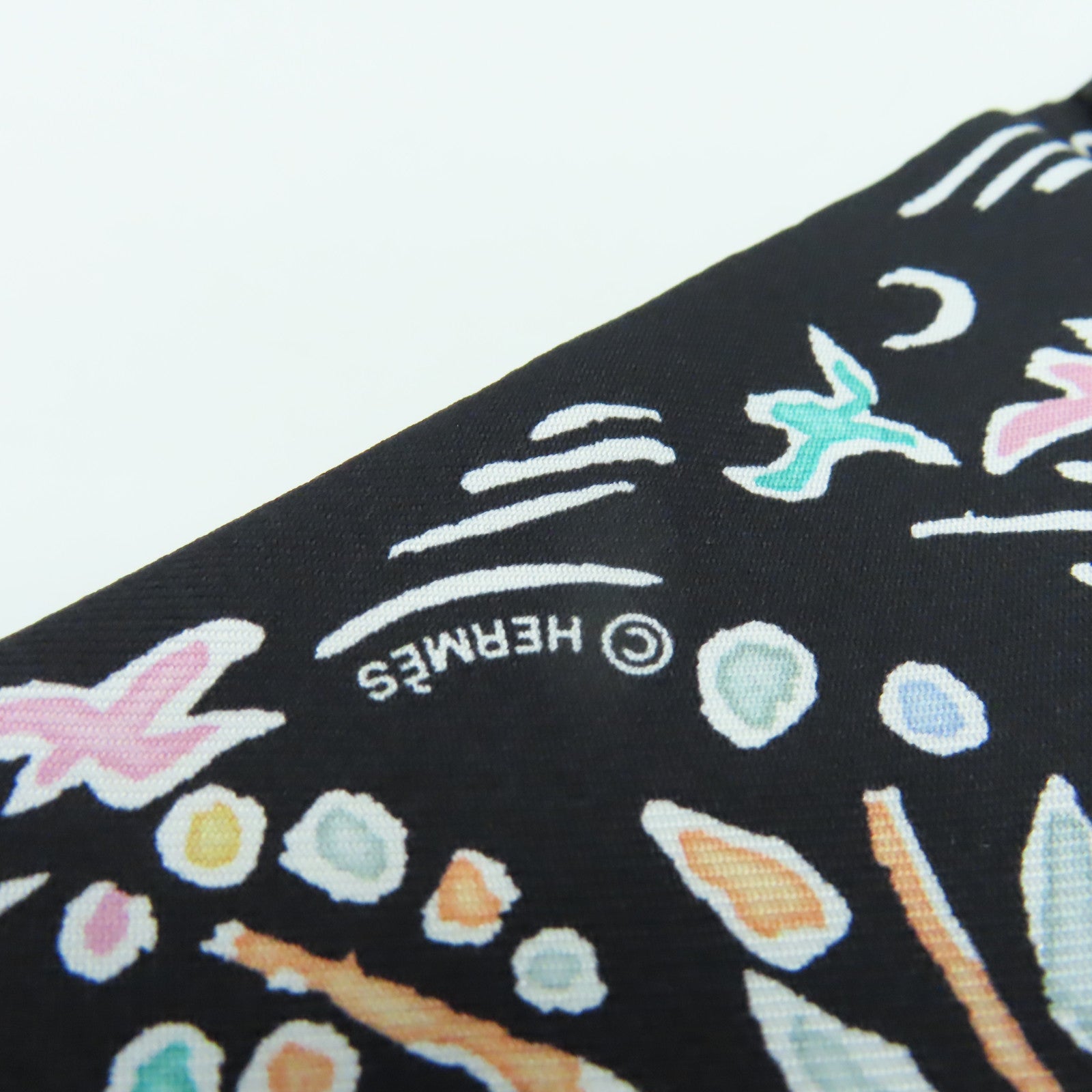 HERMES 絲質Twilly Scarf絲巾黑色/彩色