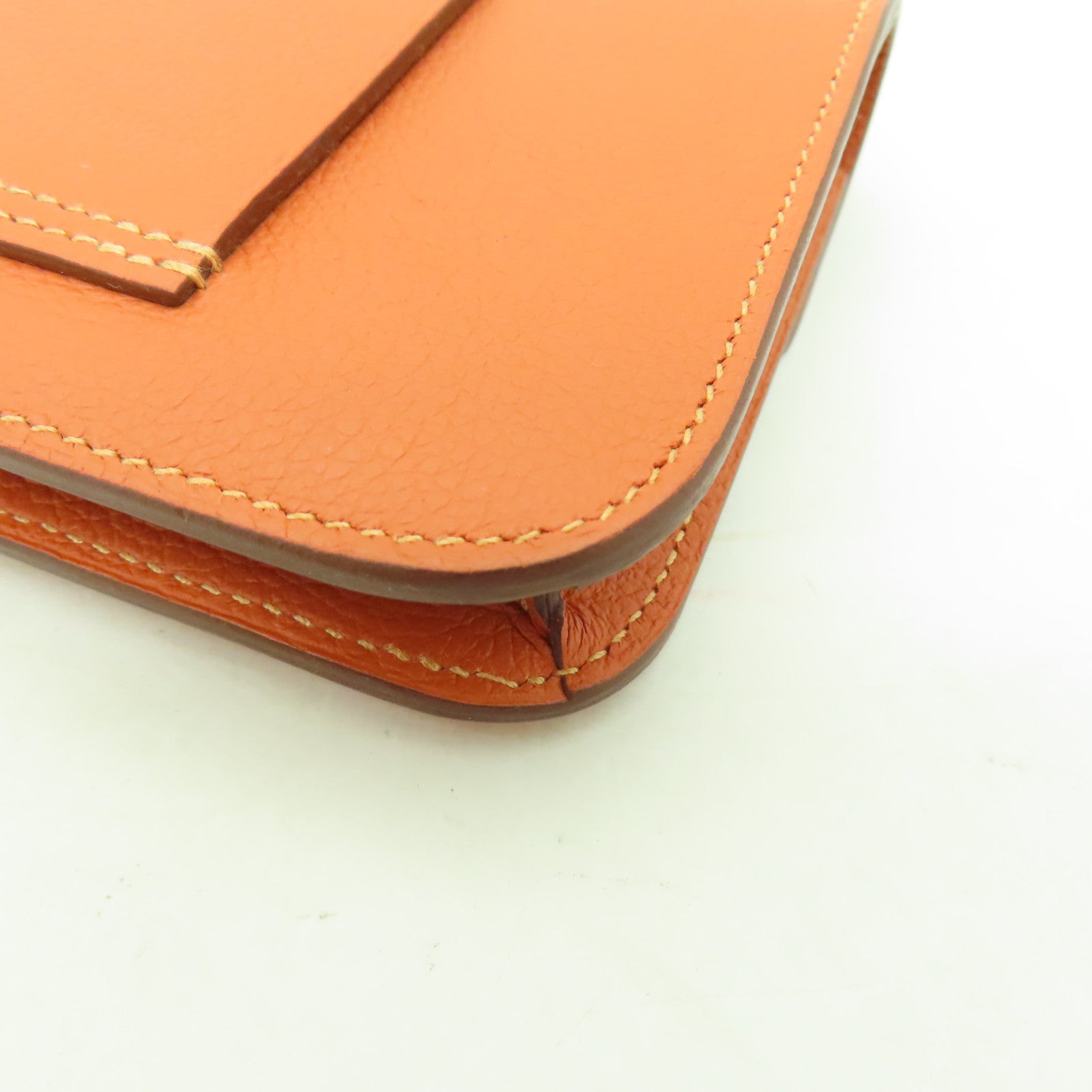 HERMES Evercolor皮革Constance Slim金扣錢包Vert-De-Gris棕色