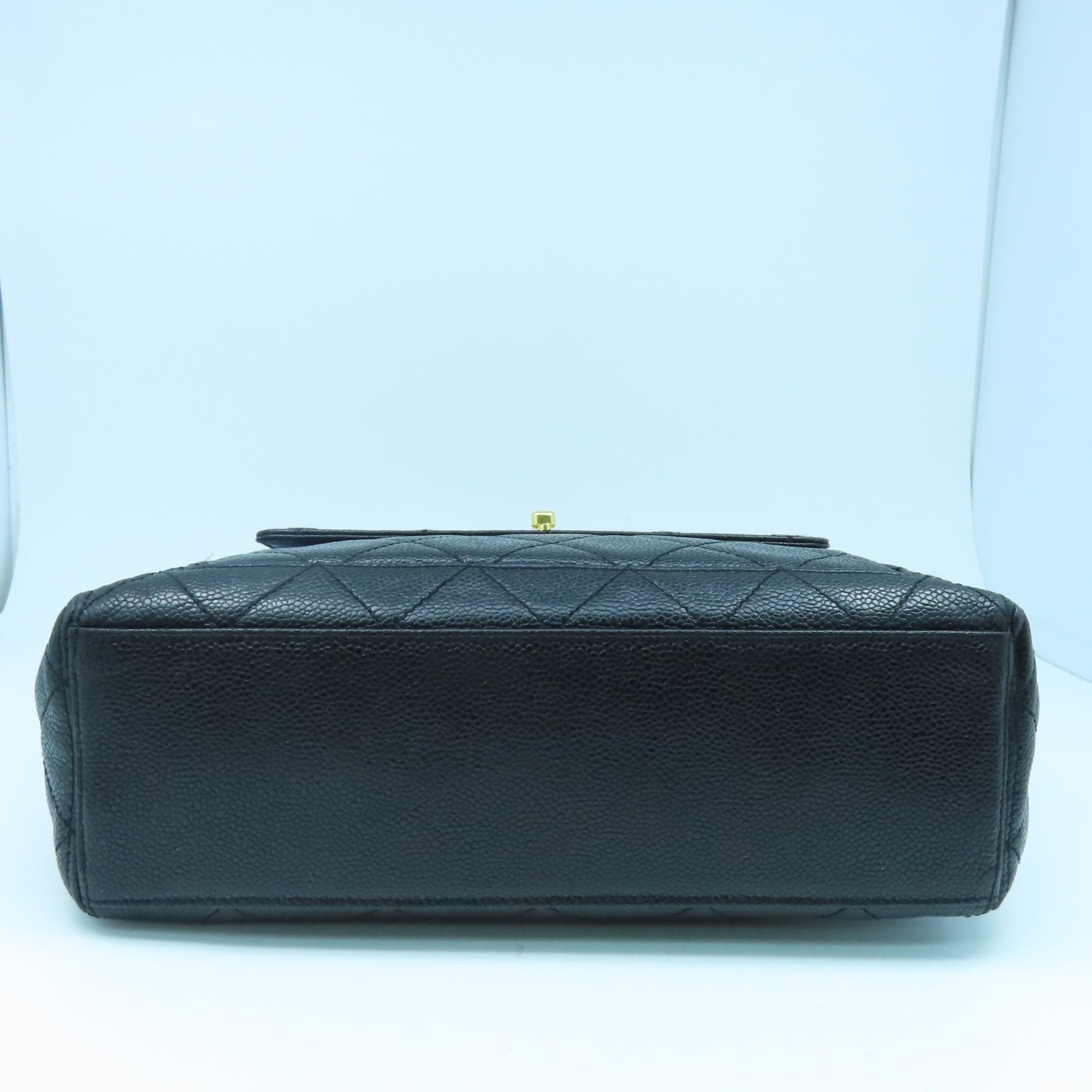CHANEL 菱格Caviar皮革Vintage Tote Bag金扣手挽袋黑色