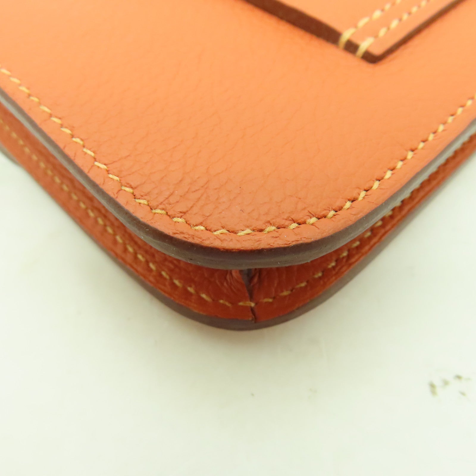 HERMES Evercolor皮革Constance Slim金扣錢包Vert-De-Gris棕色