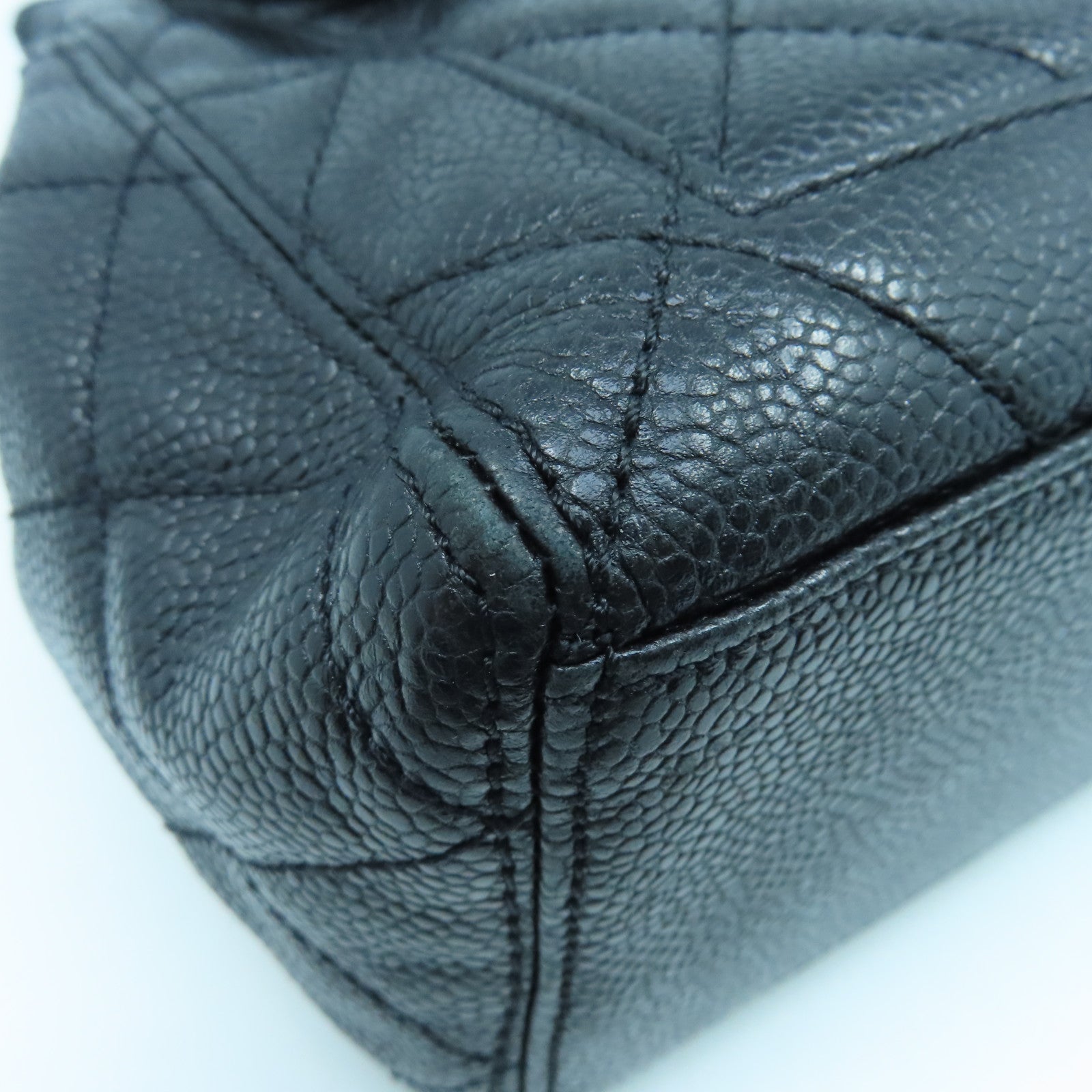 CHANEL 菱格Caviar皮革Vintage Tote Bag金扣手挽袋黑色