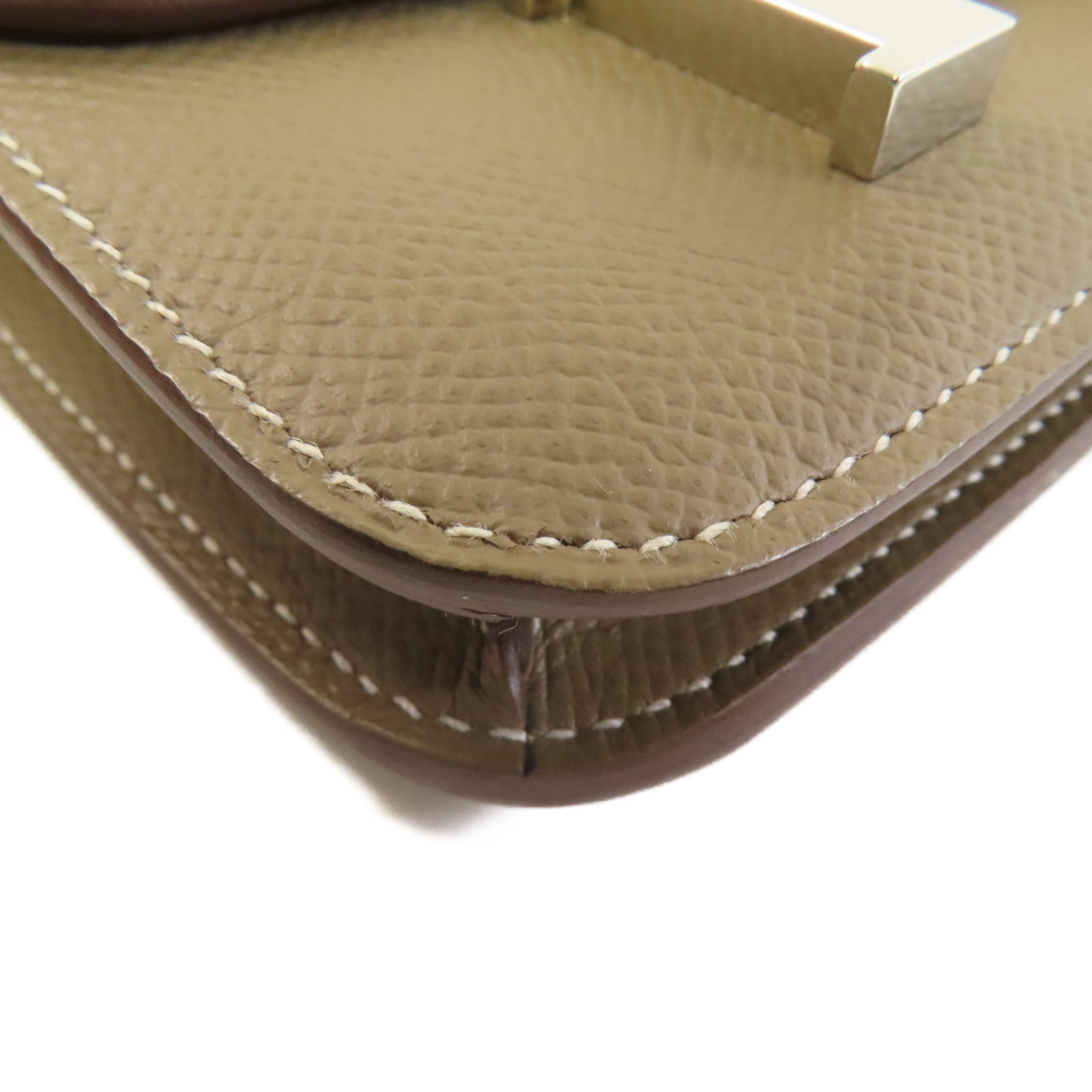 HERMES Epsom皮革Constance Slim Wallet銀扣短錢包啡色