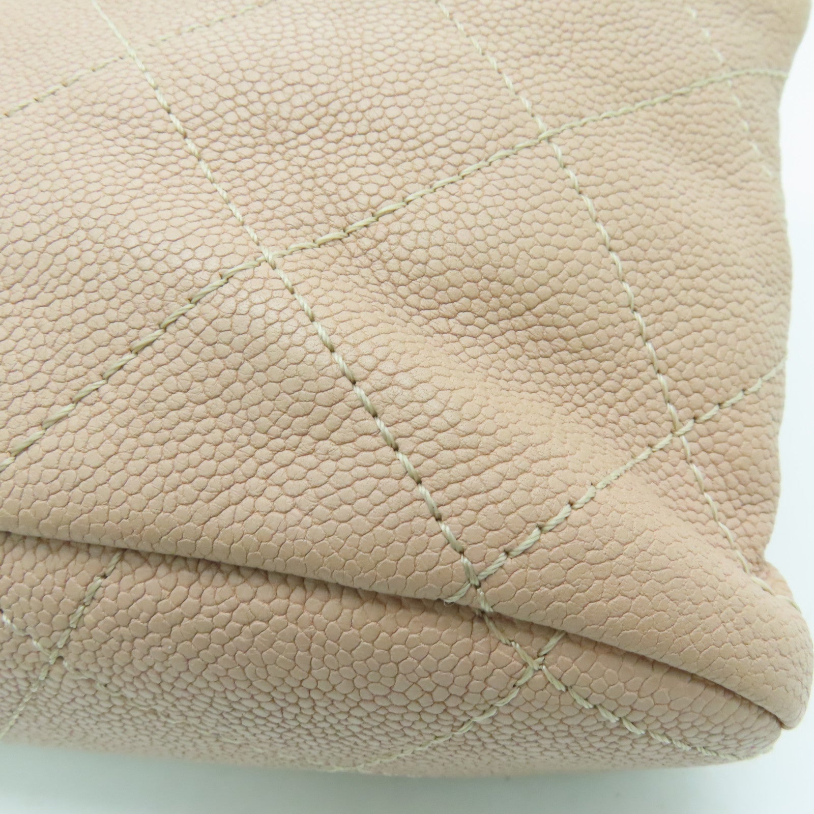 CHANEL Caviar菱格Chain Shoulder銀扣手挽肩背袋兩用袋粉紅色