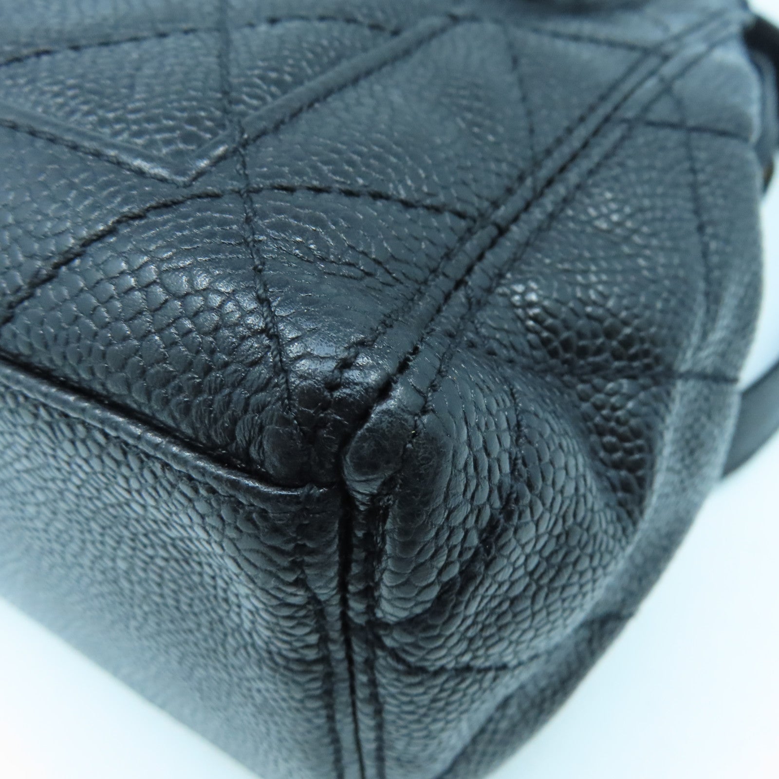 CHANEL 菱格Caviar皮革Vintage Tote Bag金扣手挽袋黑色