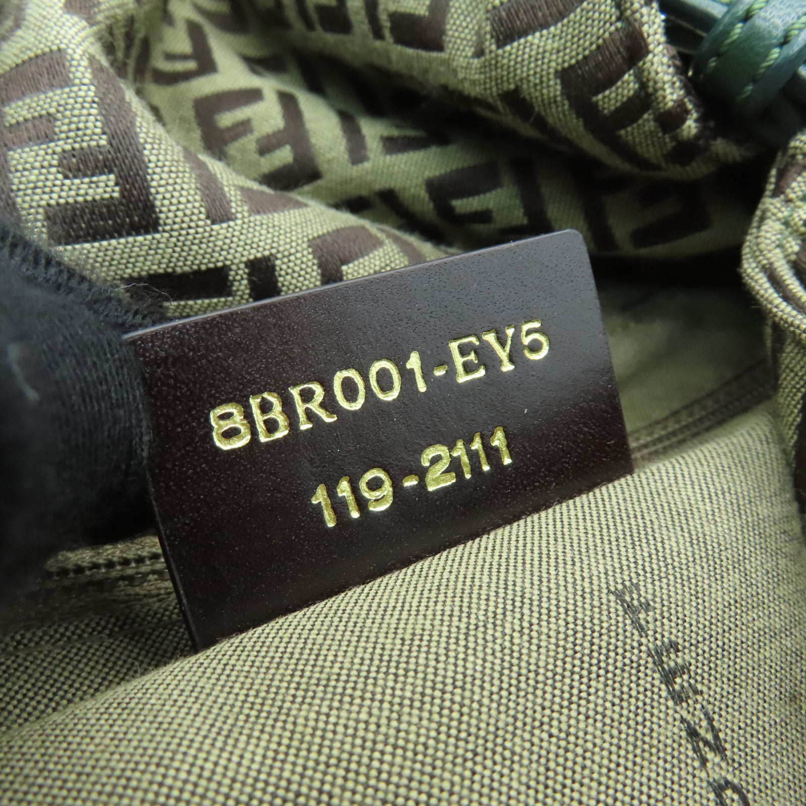 FENDI 帆布Shoulder Bag金扣肩背袋棕色/綠色