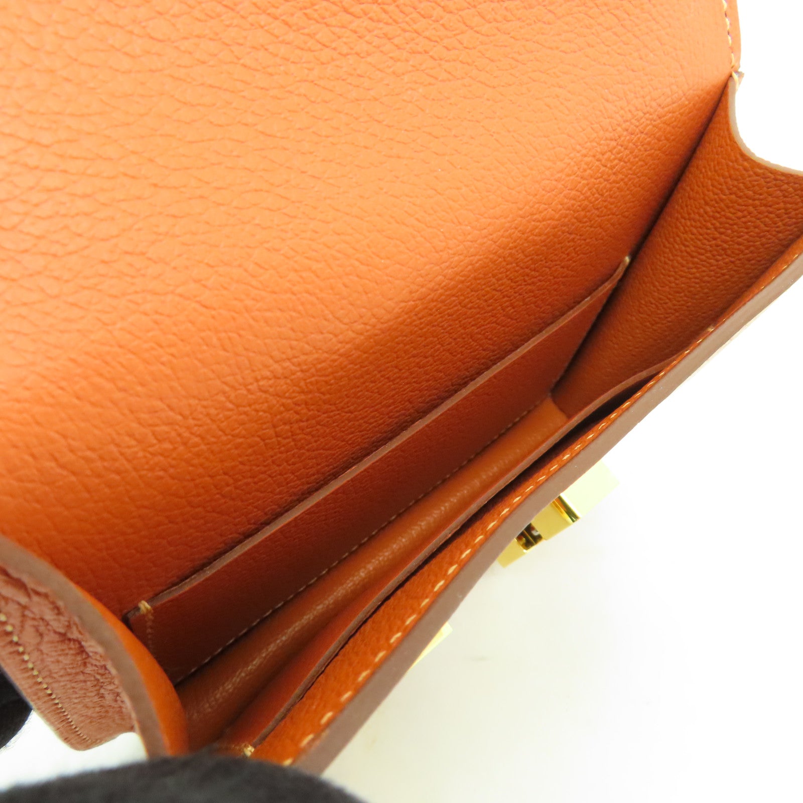 HERMES Evercolor皮革Constance Slim金扣錢包Vert-De-Gris棕色
