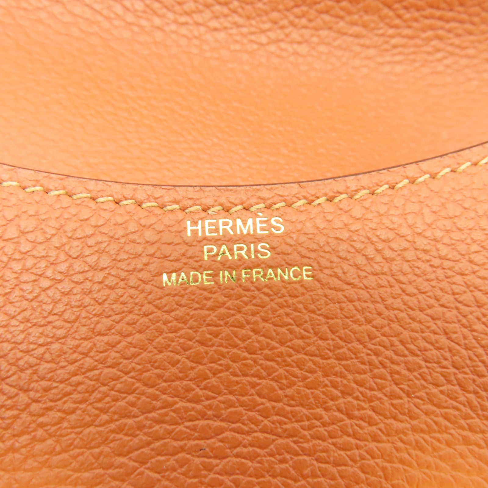 HERMES Evercolor皮革Constance Slim金扣錢包Vert-De-Gris棕色