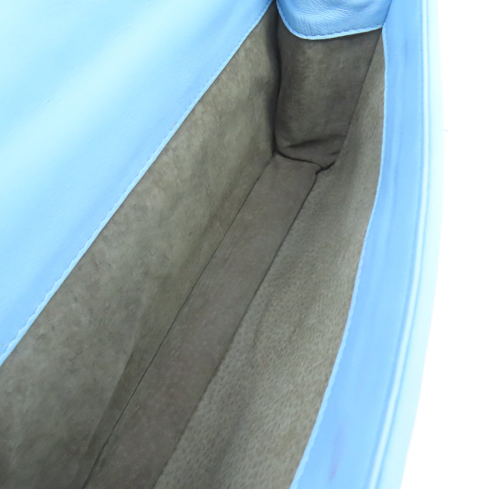 BOTTEGA VENETA 牛皮皮革Chain Shoulder黑扣鏈帶肩背袋淺藍色