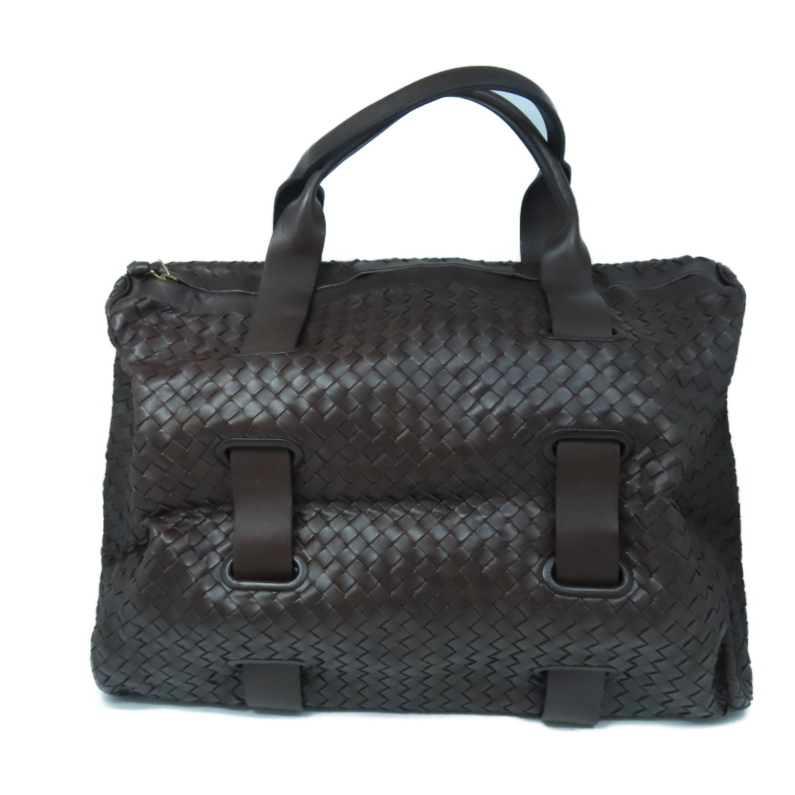 BOTTEGA VENETA 【激減優惠】織紋皮革Shoulder Bag金扣肩背袋啡色