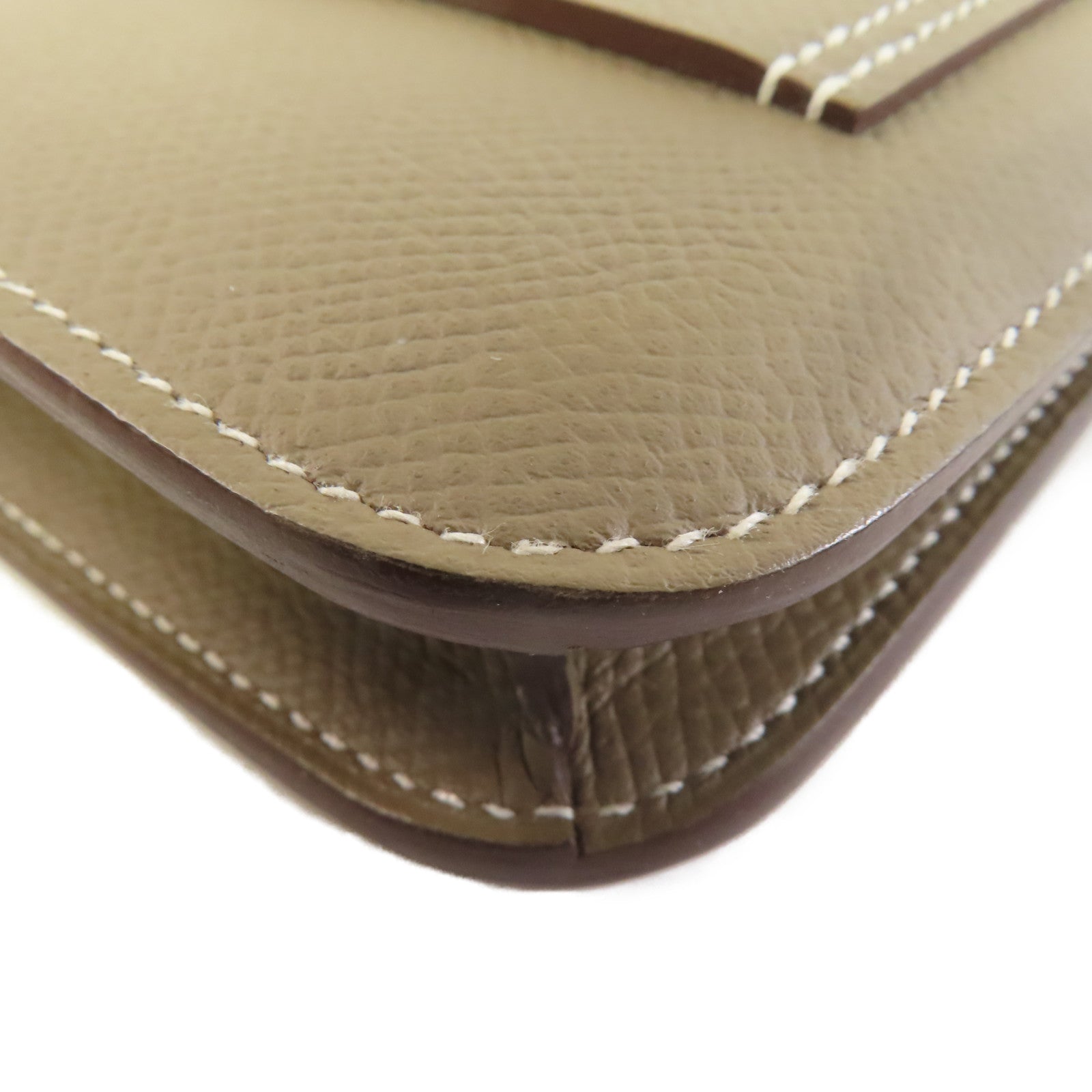 HERMES Epsom皮革Constance Slim Wallet銀扣短錢包啡色