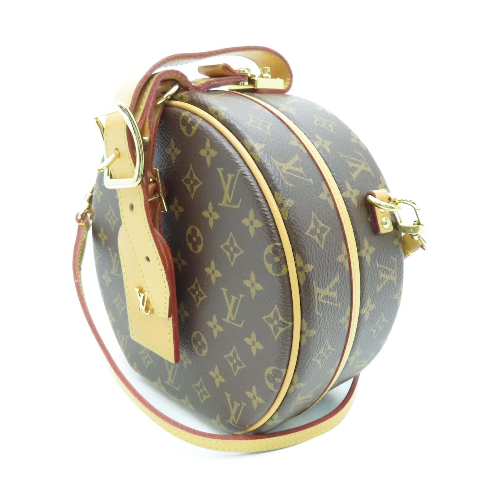LOUIS VUITTON Monogram Petite Boite Chapau金扣肩背袋棕色