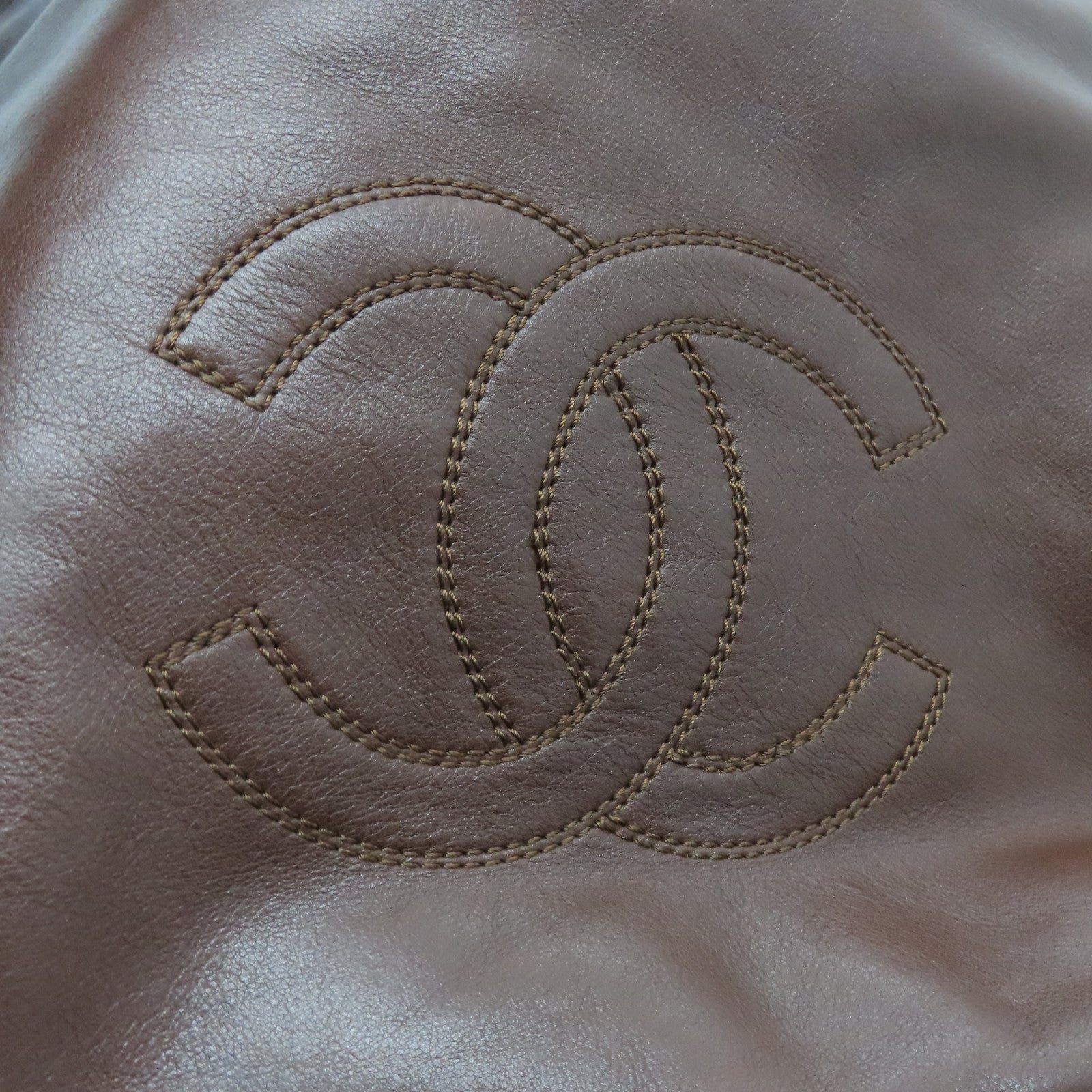 CHANEL sheepskin leather Shoulder Bag gold buckle shoulder bag brown
