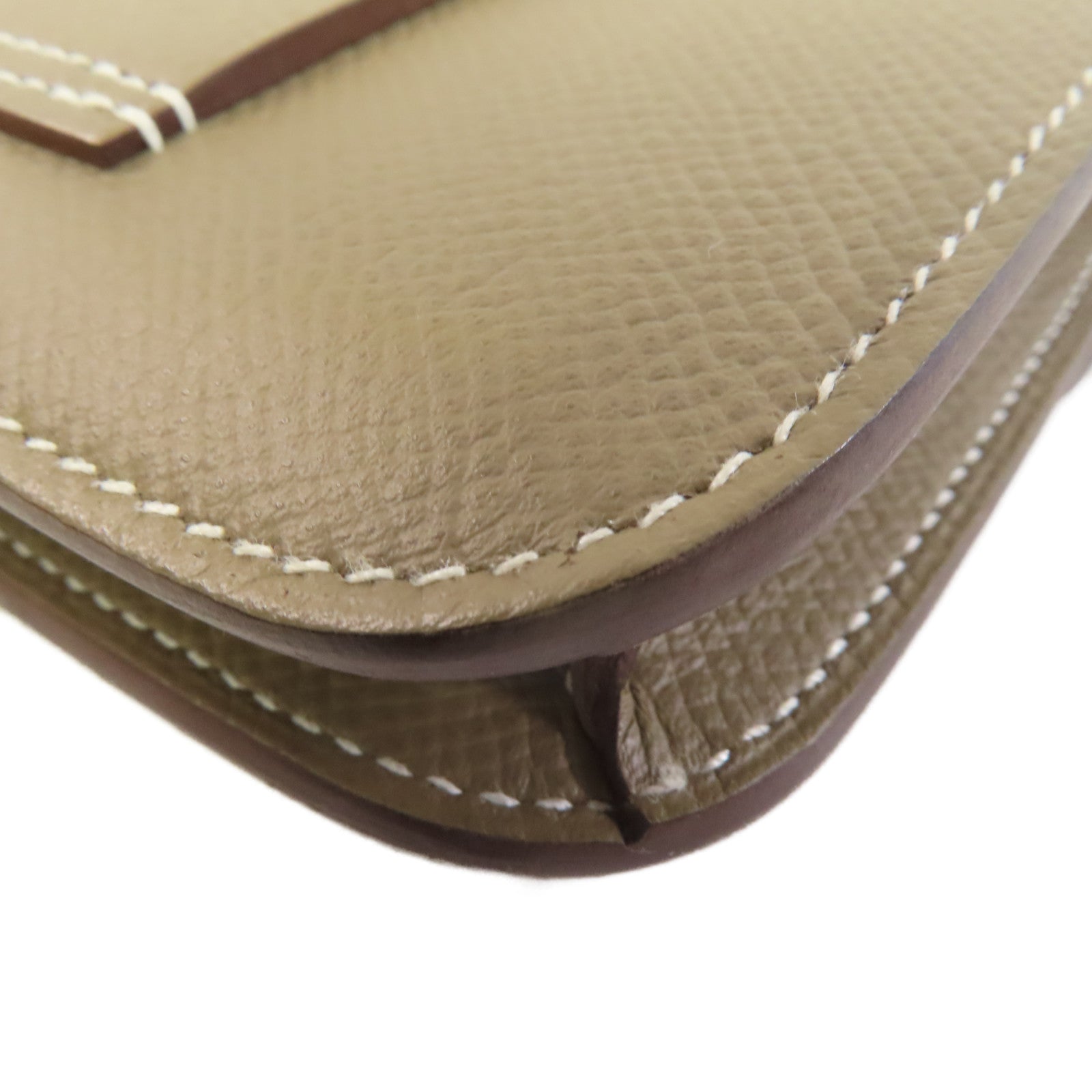 HERMES Epsom皮革Constance Slim Wallet銀扣短錢包啡色