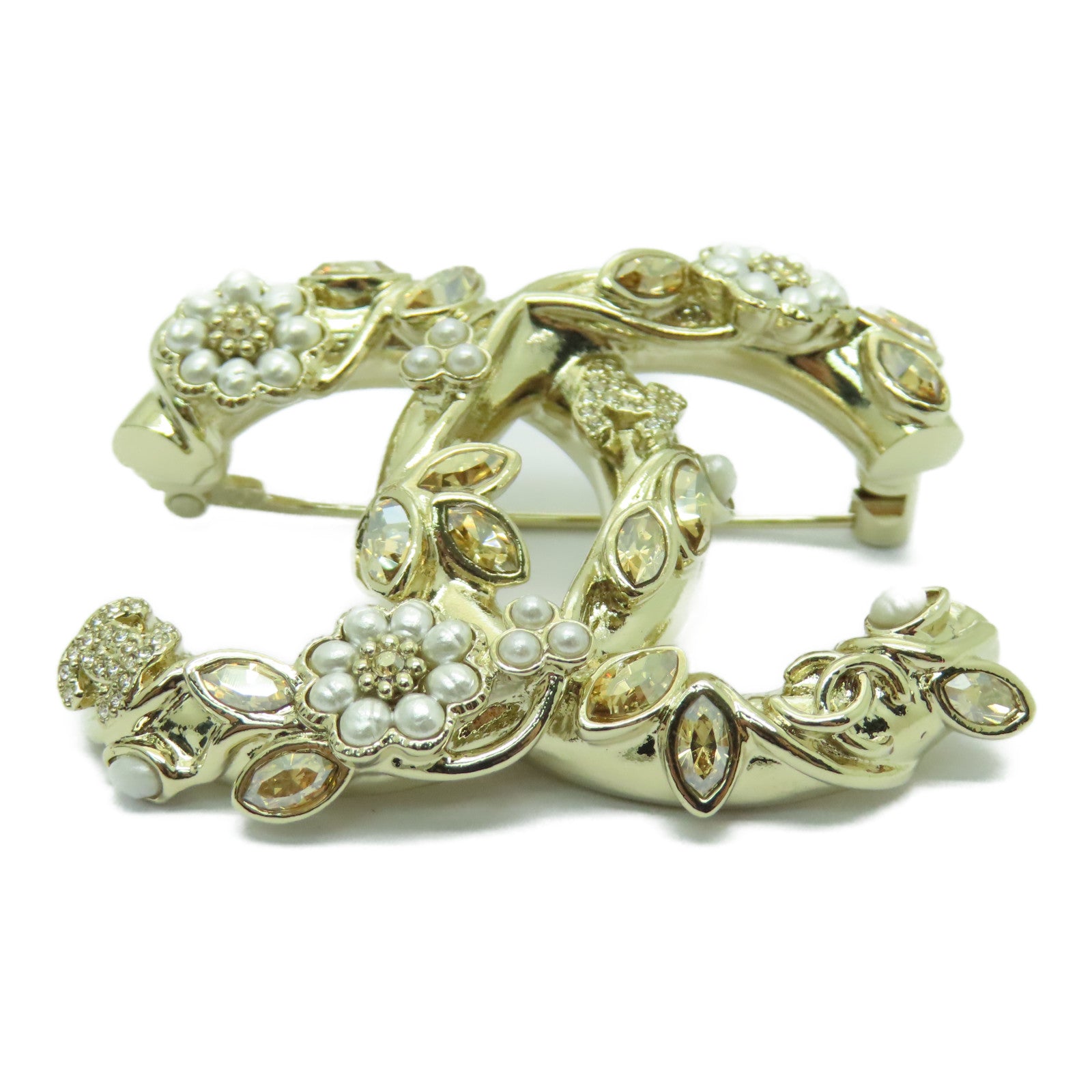 CHANEL 金屬Brooch胸針金色/白色