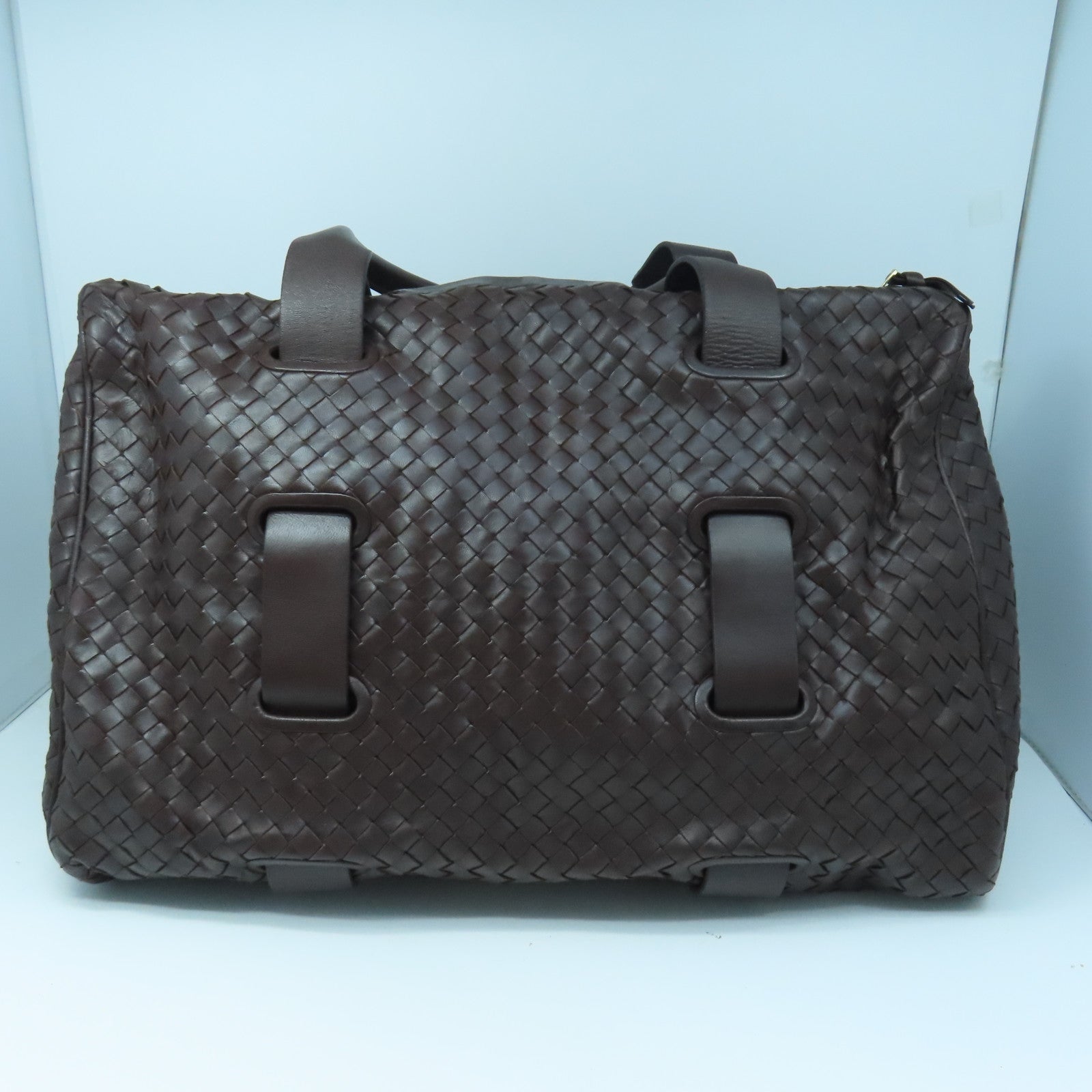 BOTTEGA VENETA 【激減優惠】織紋皮革Shoulder Bag金扣肩背袋啡色
