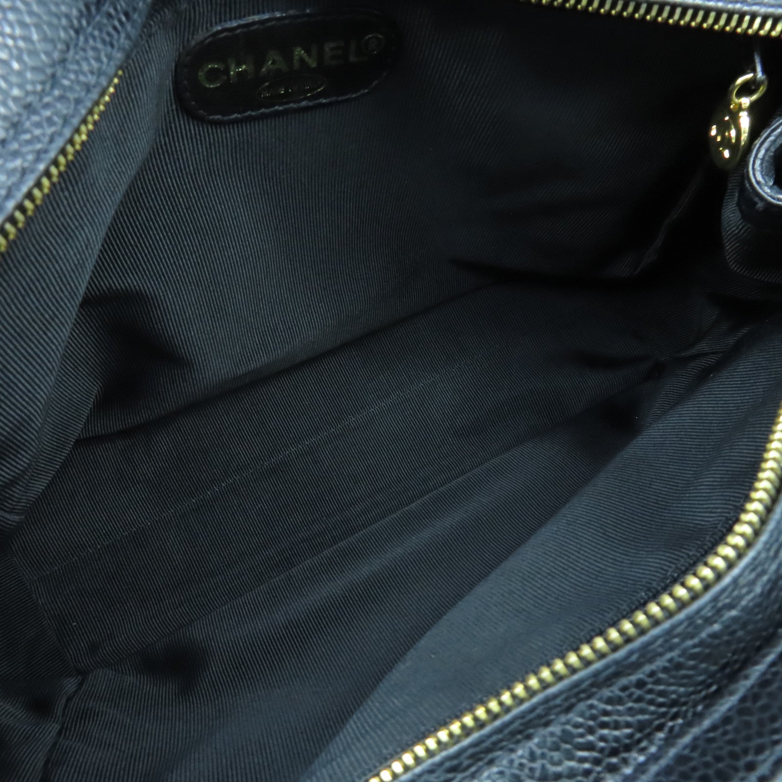 CHANEL 菱格Caviar皮革Vintage Tote Bag金扣手挽袋黑色