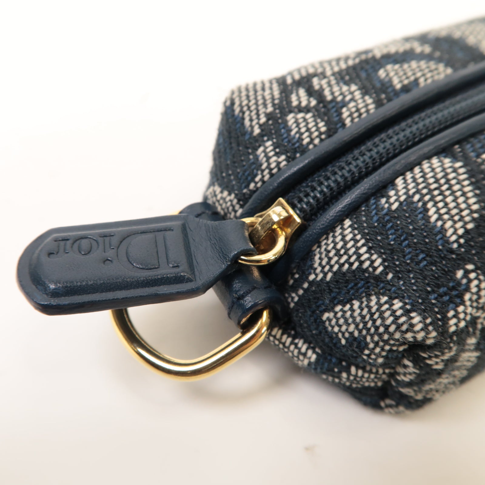 Dior 帆布Coin Case金扣零錢包藍色