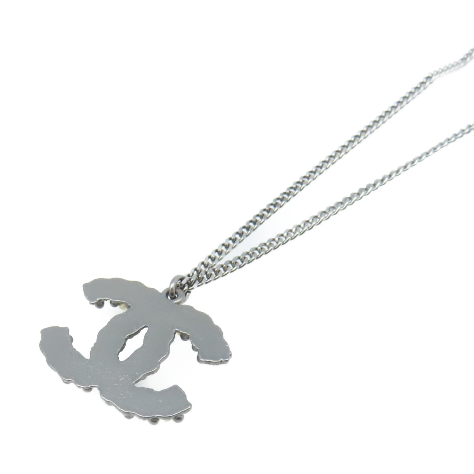 CHANEL 金屬/仿珍珠 CC Necklace項鏈銀色/黑色/米白色