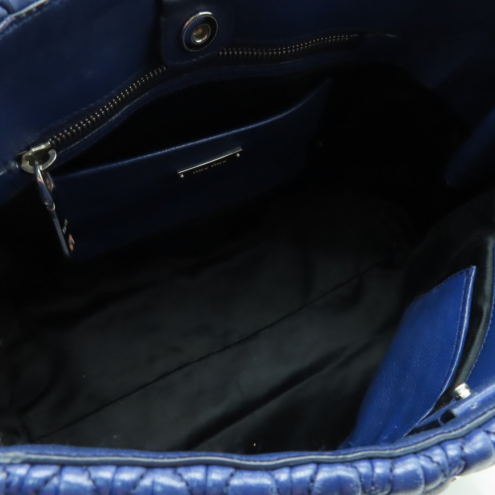 Miu Miu 牛皮皮革2 Way Shoulder銀扣手挽肩背兩用袋藍色