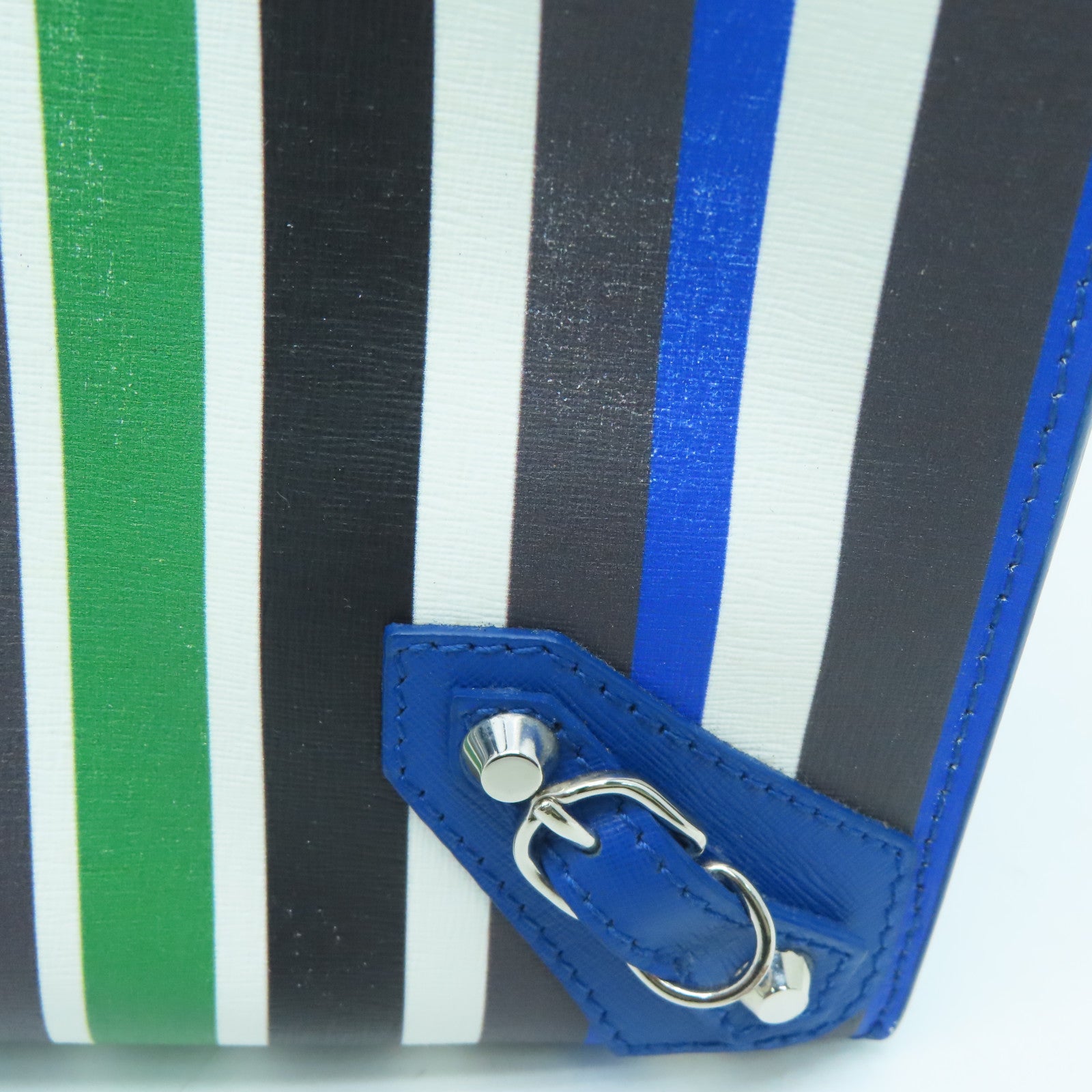BALENCIAGA 【激减优惠】牛皮皮革Multicolor Stripe Leather Papier A6 Tote手挽肩背两用袋蓝色