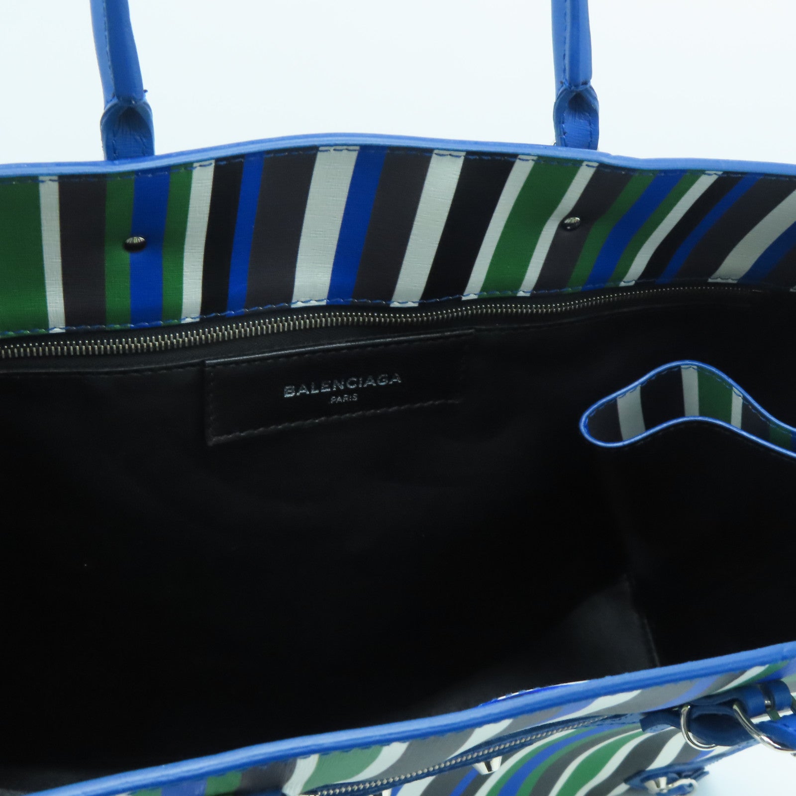 BALENCIAGA 【激減優惠】牛皮皮革Multicolor Stripe Leather Papier A6 Tote手挽肩背兩用袋藍色