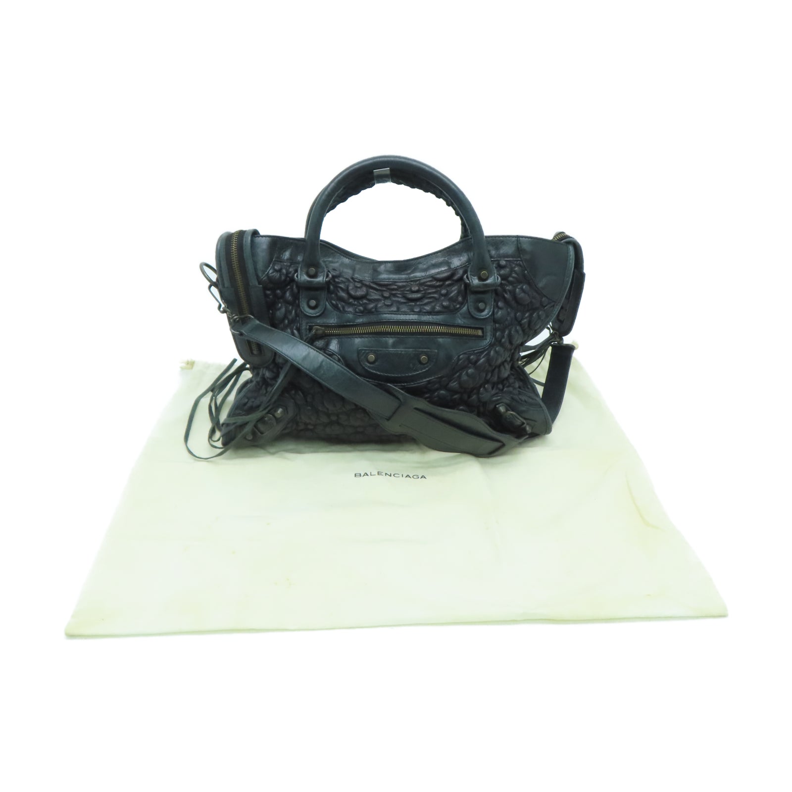 BALENCIAGA 牛皮皮革The City手挽肩背两用袋黑色
