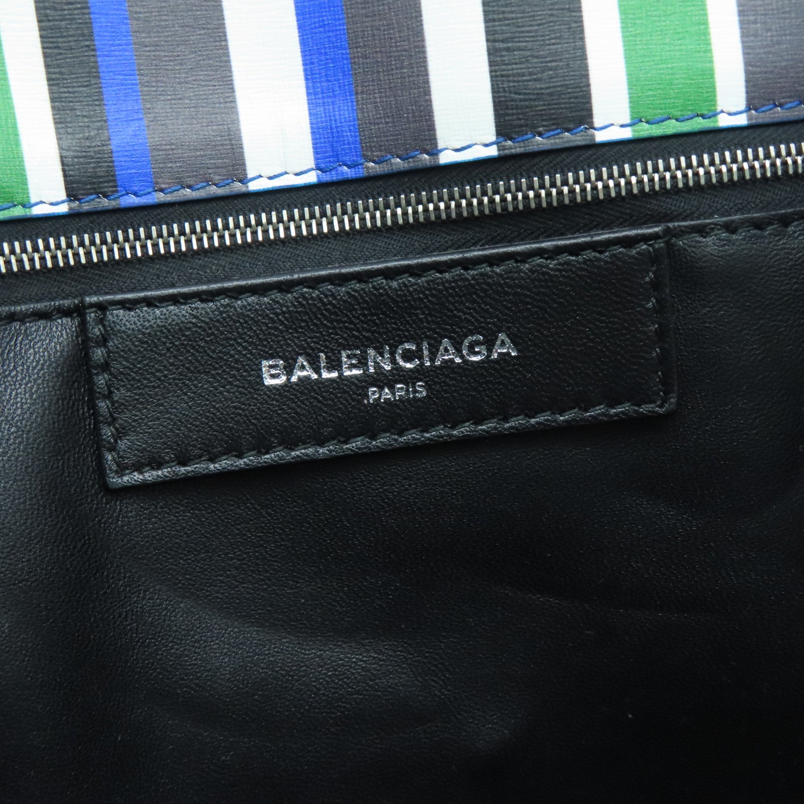BALENCIAGA 【激減優惠】牛皮皮革Multicolor Stripe Leather Papier A6 Tote手挽肩背兩用袋藍色