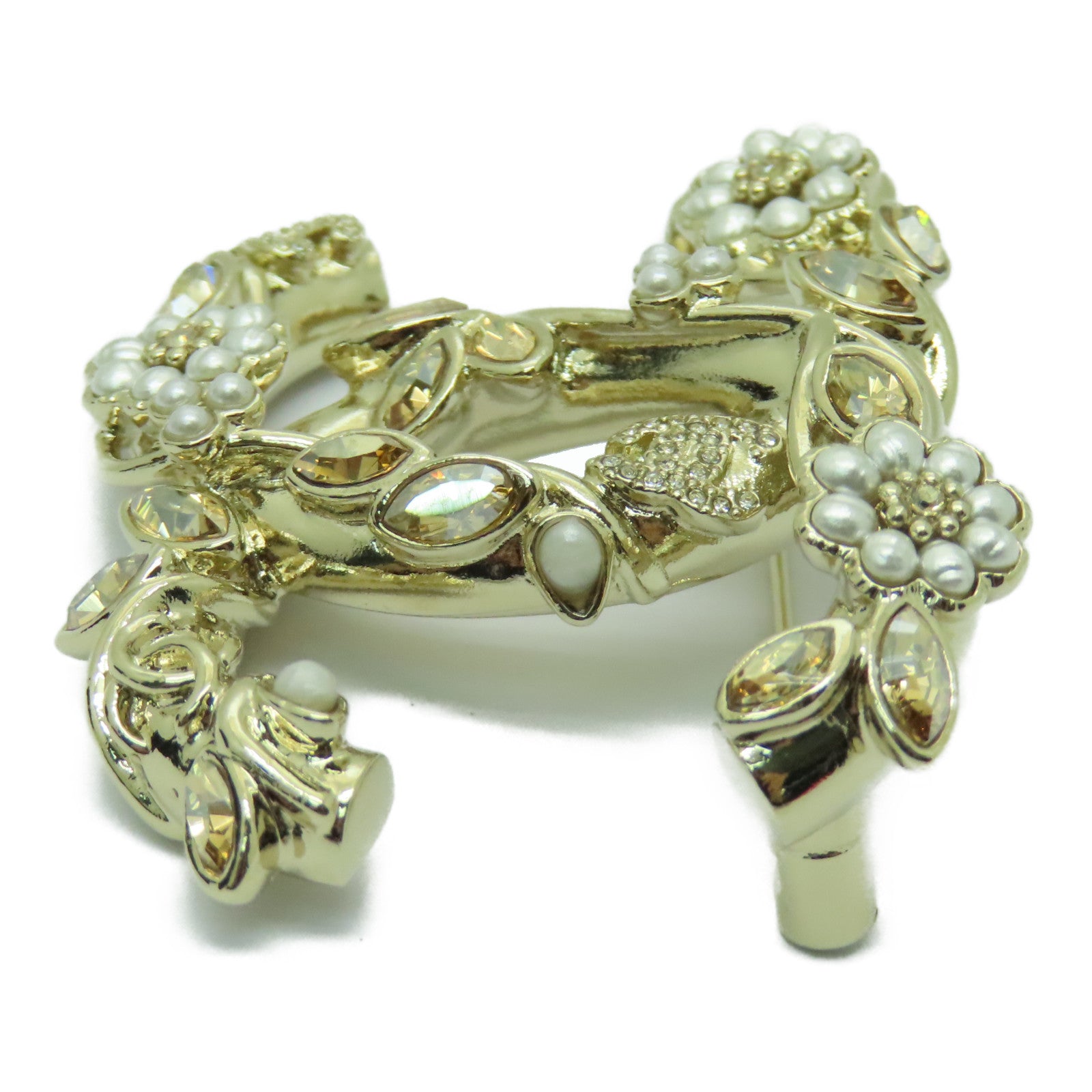 CHANEL 金屬Brooch胸針金色/白色