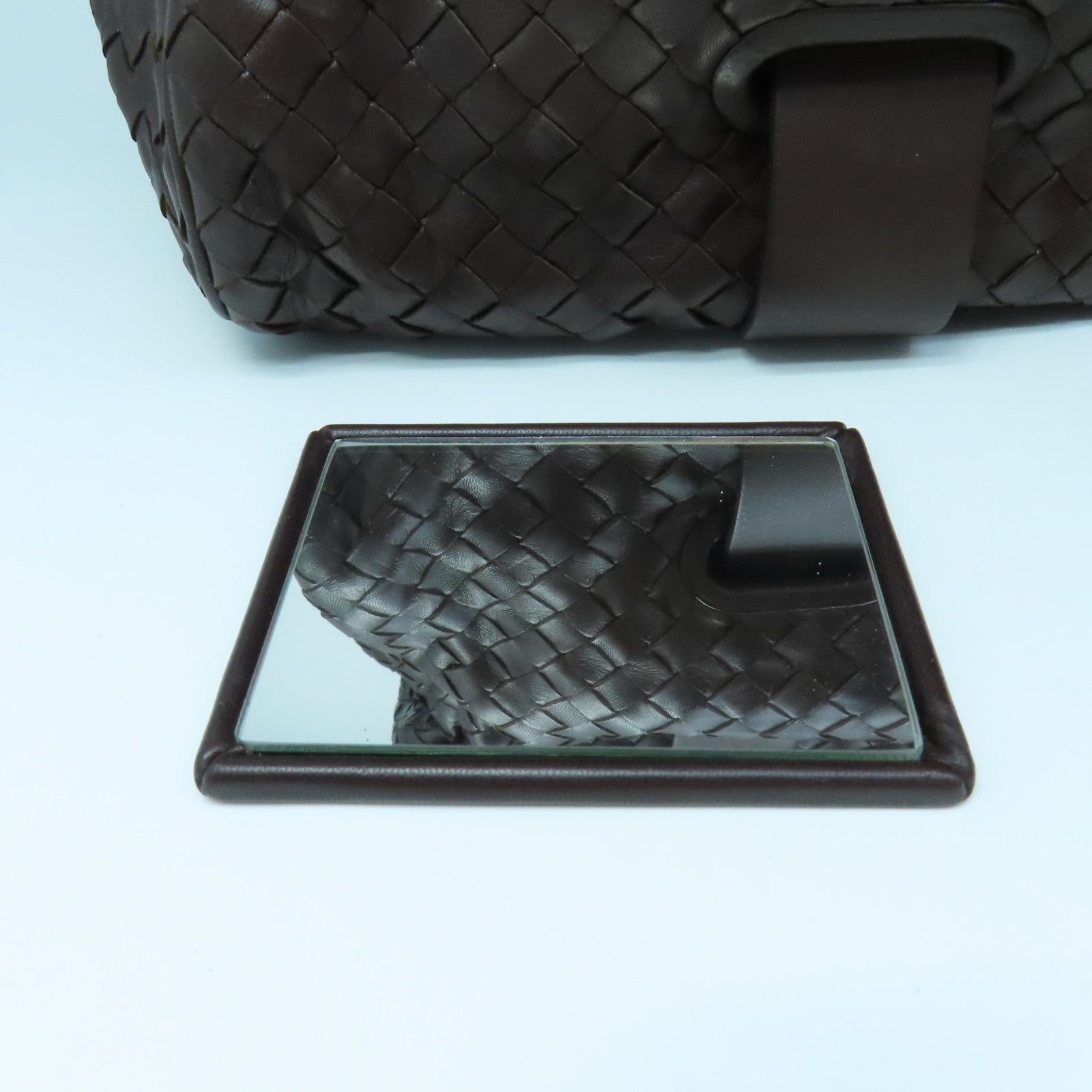 BOTTEGA VENETA 【激減優惠】織紋皮革Shoulder Bag金扣肩背袋啡色