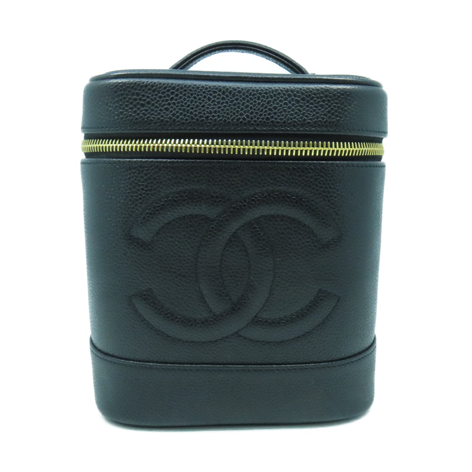 CHANEL Caviar皮革Vanity Case金扣手挽袋黑色
