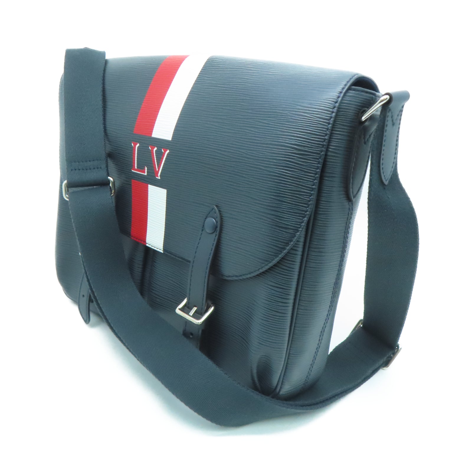 LOUIS VUITTON Epi皮革Christopher Messenger银扣肩背袋黑色