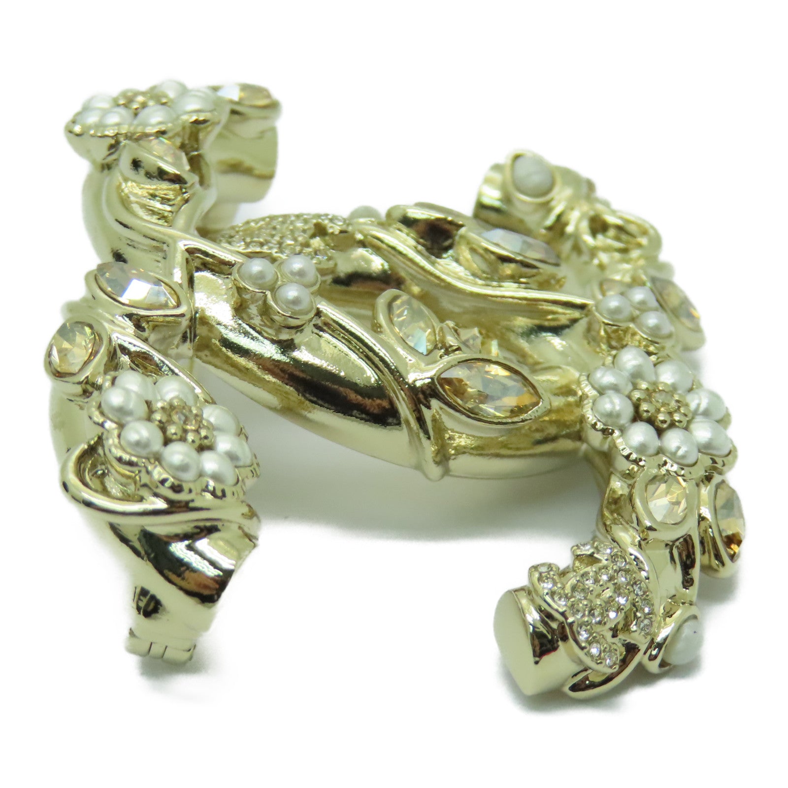CHANEL 金屬Brooch胸針金色/白色