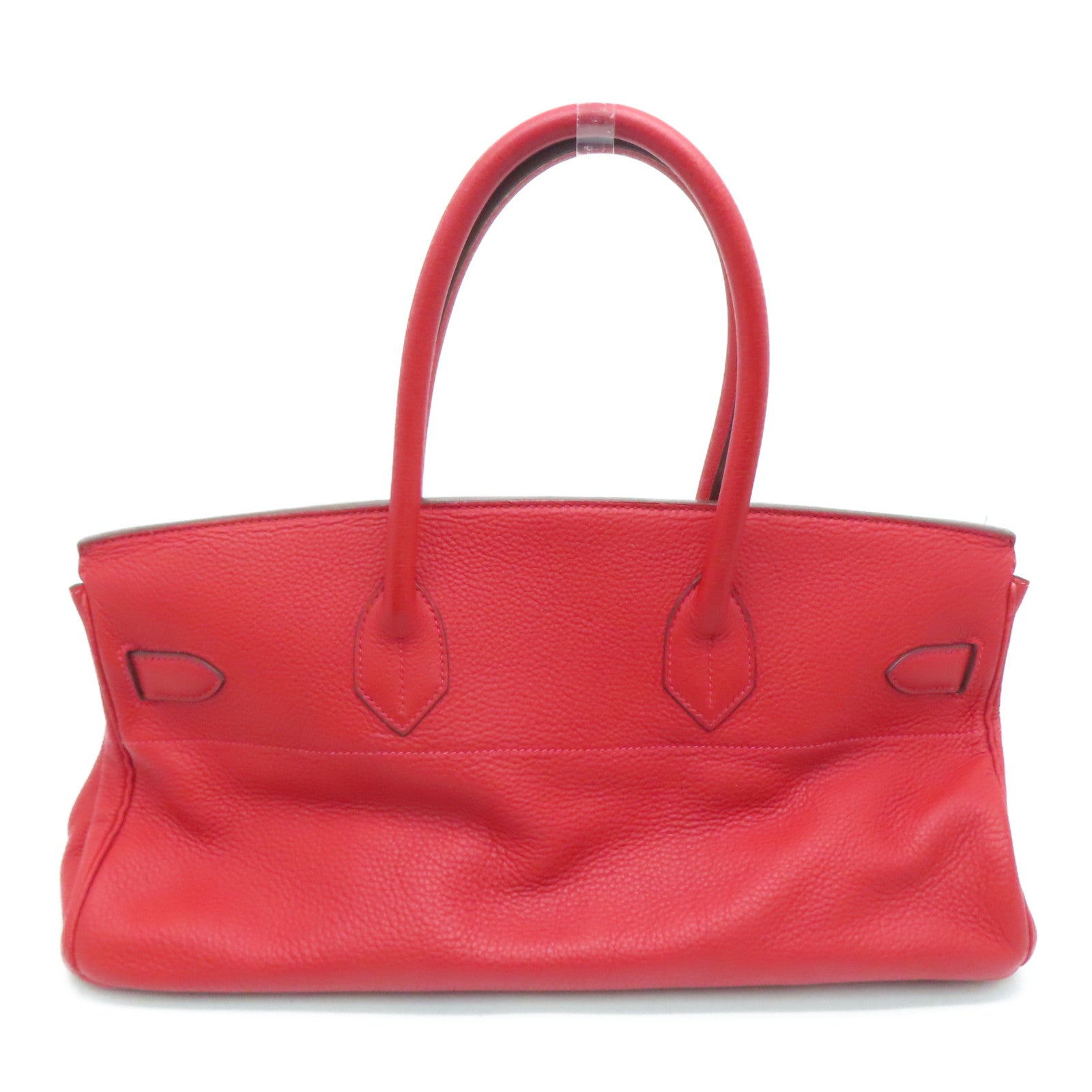 HERMES Clemence皮革Shoulder Birkin銀扣肩背袋紅色