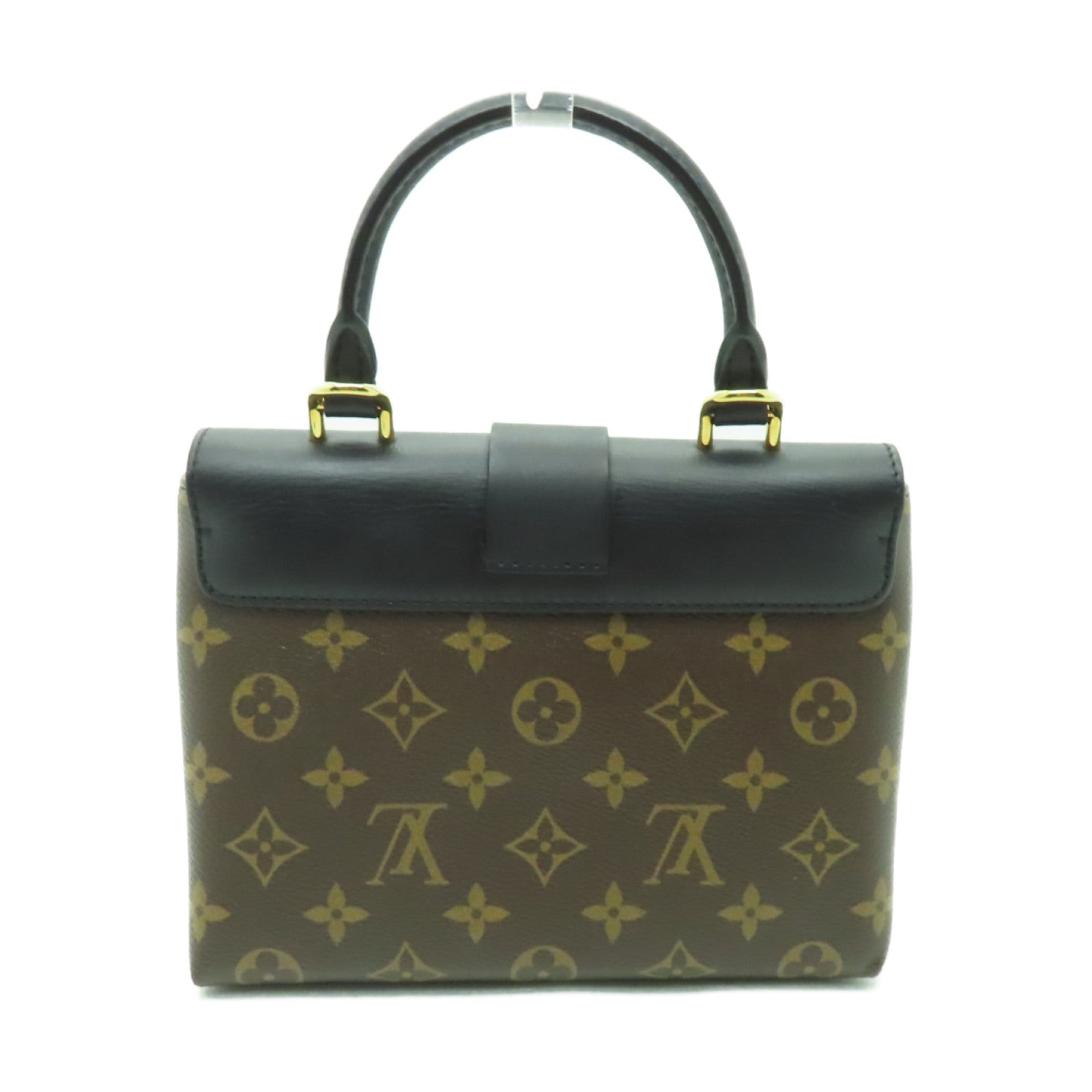 LOUIS VUITTON Monogram Lockit BB金扣手挽肩背兩用袋黑色/啡色