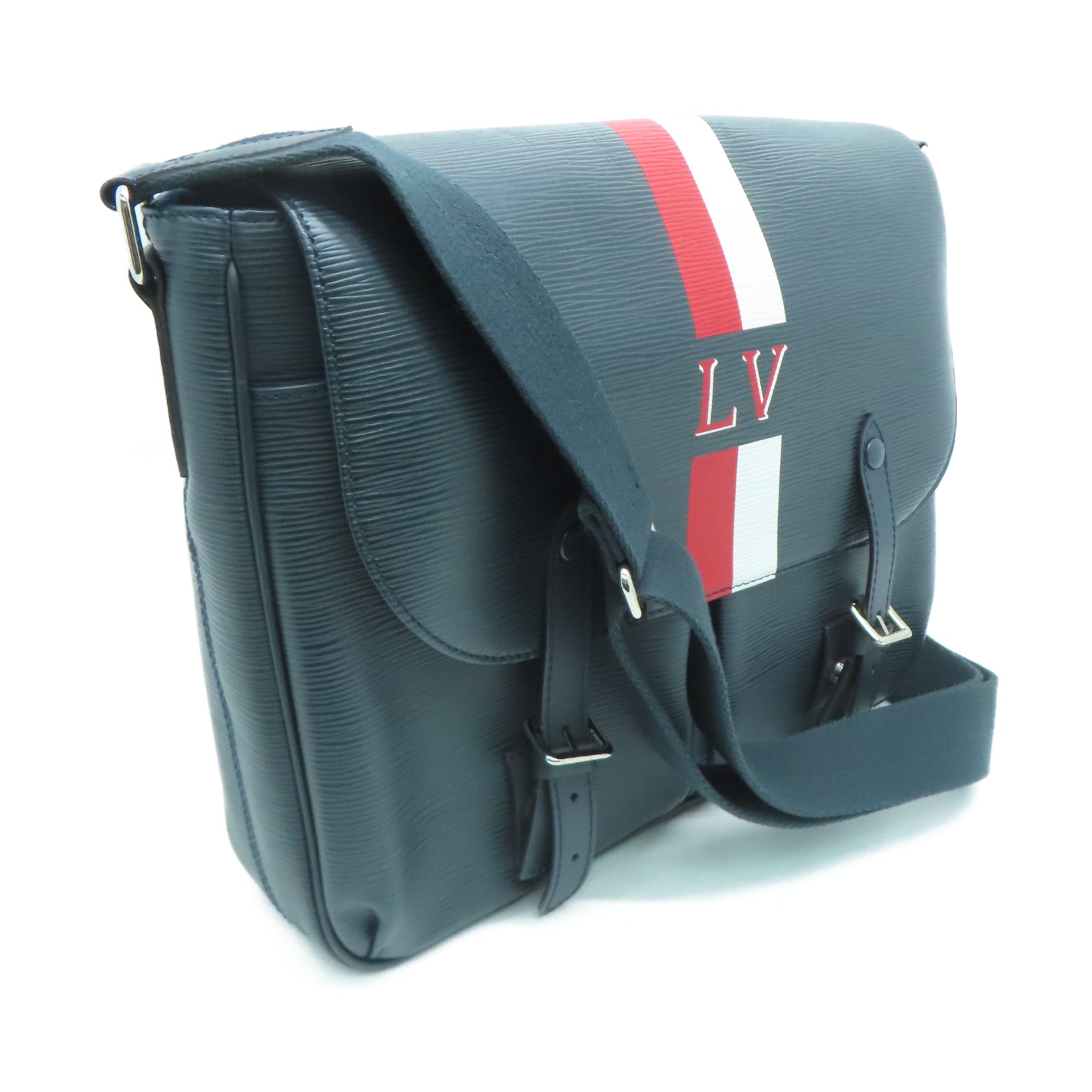 LOUIS VUITTON Epi皮革Christopher Messenger银扣肩背袋黑色