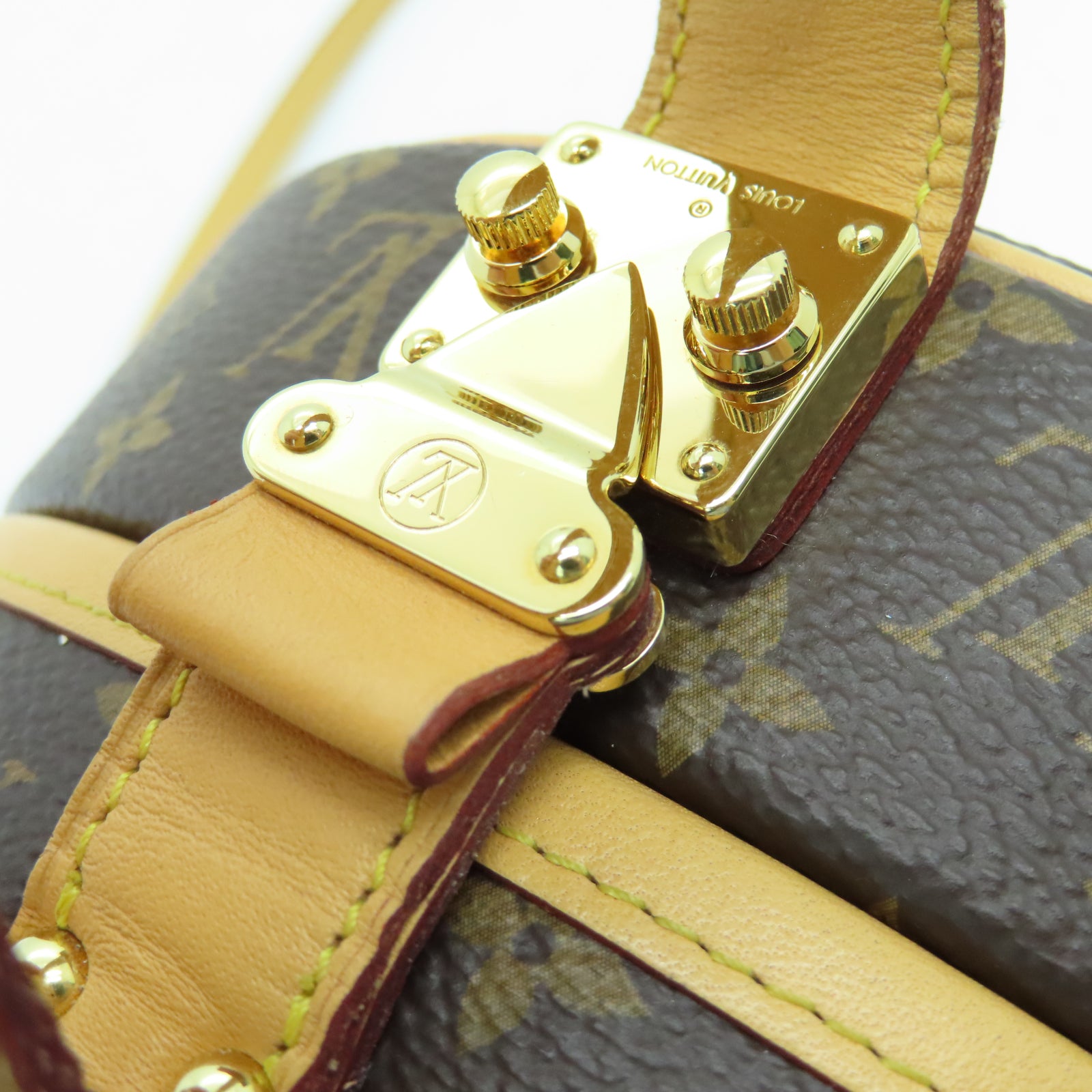 LOUIS VUITTON Monogram Petite Boite Chapau金扣肩背袋棕色