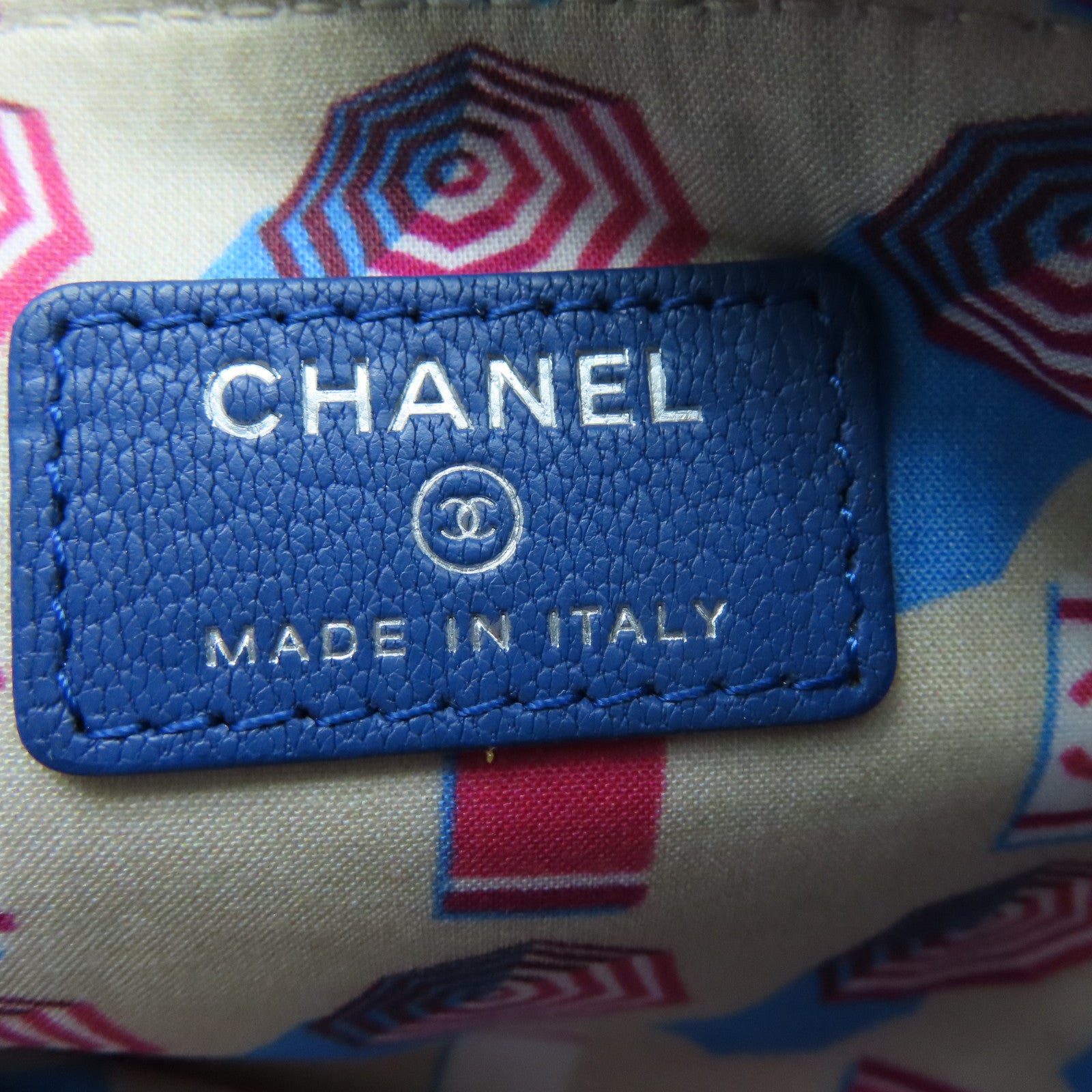 CHANEL 牛皮皮革Wallet銀扣錢包藍色