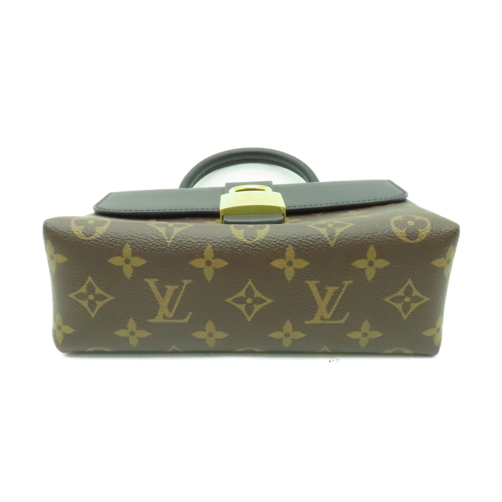 LOUIS VUITTON Monogram Lockit BB金扣手挽肩背兩用袋黑色/啡色