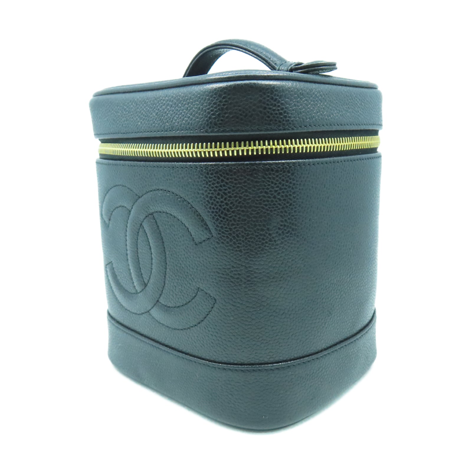 CHANEL Caviar皮革Vanity Case金扣手挽袋黑色
