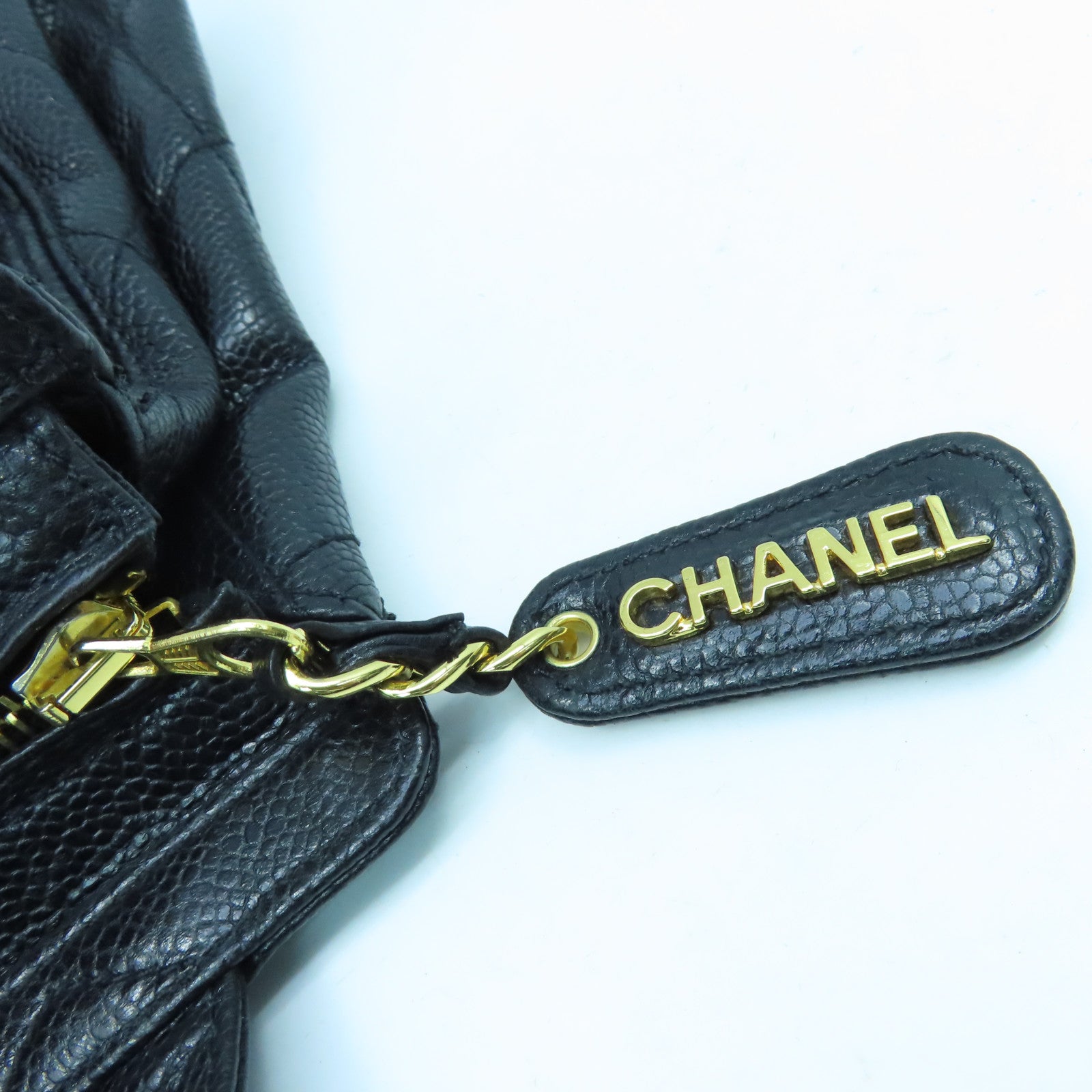 CHANEL 菱格Caviar皮革Vintage Tote Bag金扣手挽袋黑色