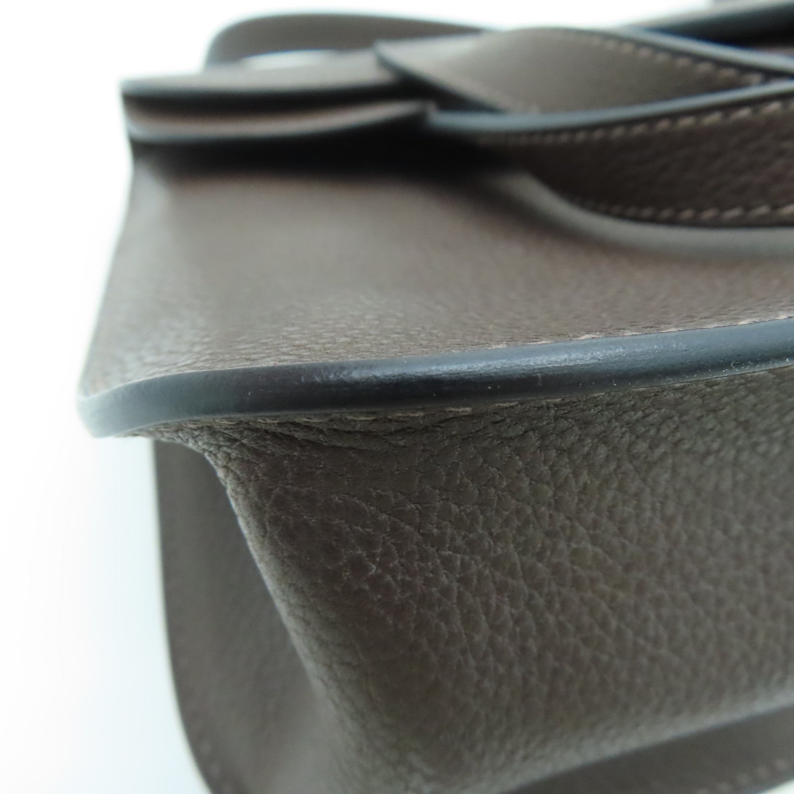 HERMES Clemence皮革Halzan 25銀扣肩背袋Ebene/啡色